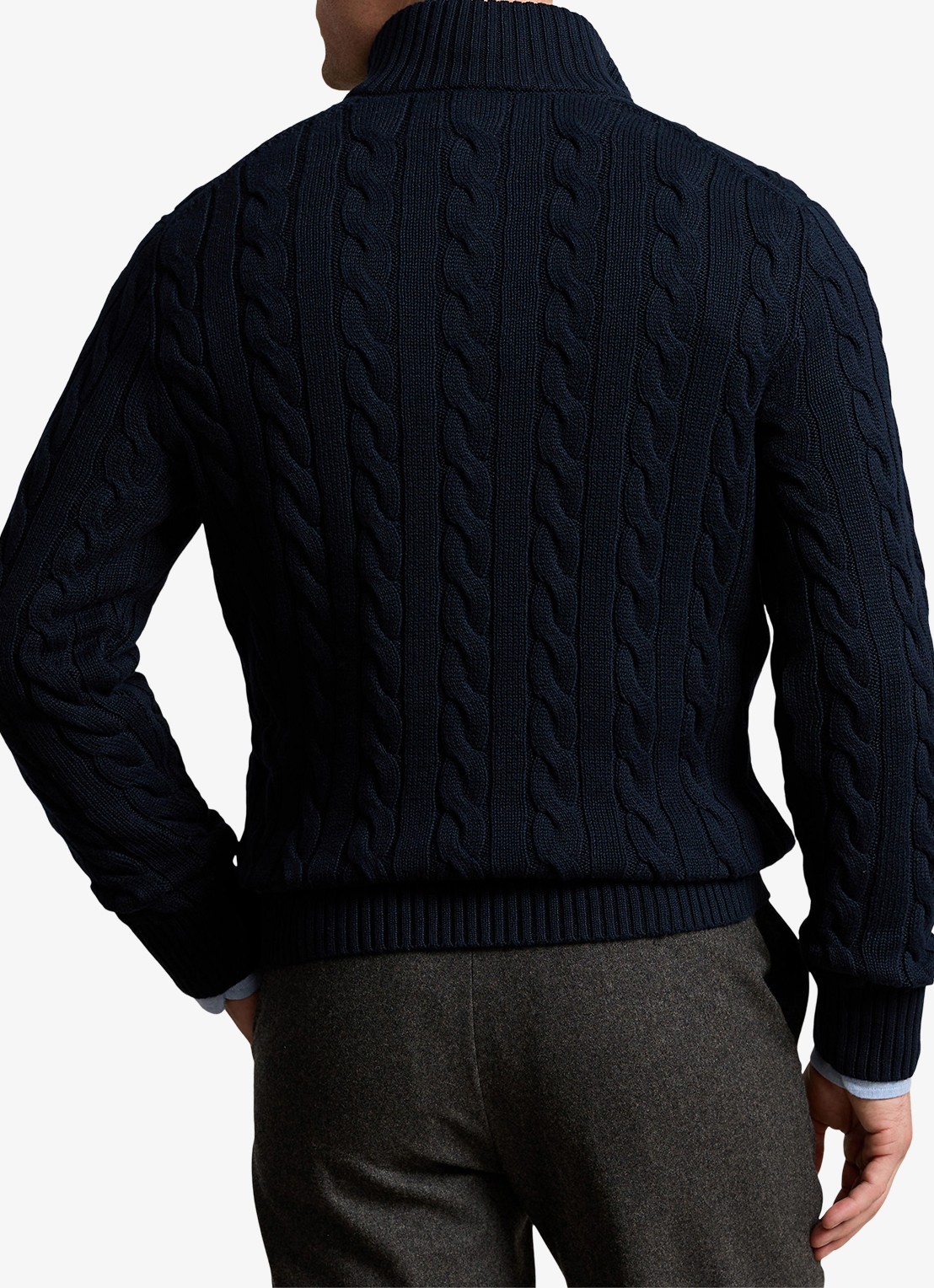 Ralph Lauren Kabelgebreide trui met logoborduring - achterkant 2 donkerblauw