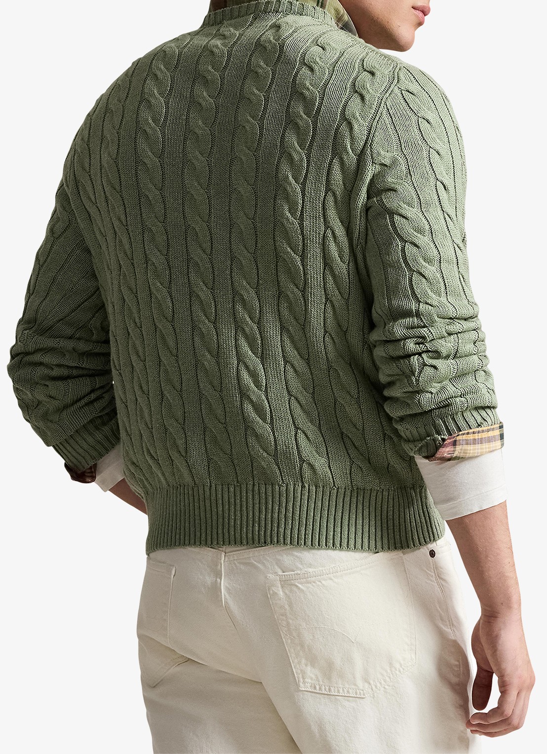 Ralph Lauren Kabelgebreide trui met logoborduring - achterkant 5 fern green heather-267s