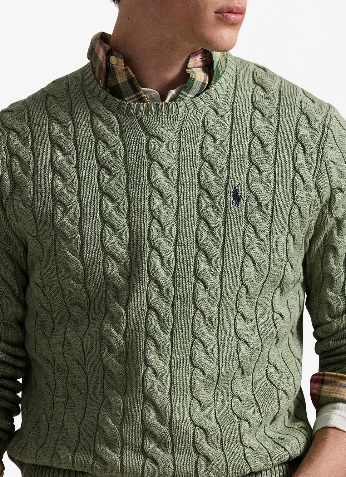 Ralph Lauren Kabelgebreide trui met logoborduring - detail 4 fern green heather-267s