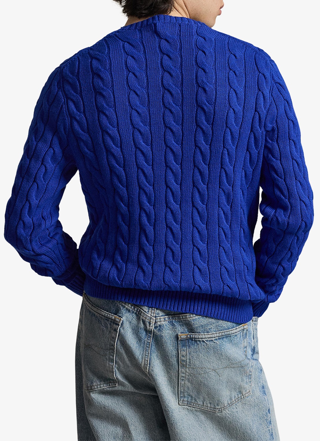 Ralph Lauren Kabelgebreide trui met logoborduring - achterkant 2 pacific royal-2xk4