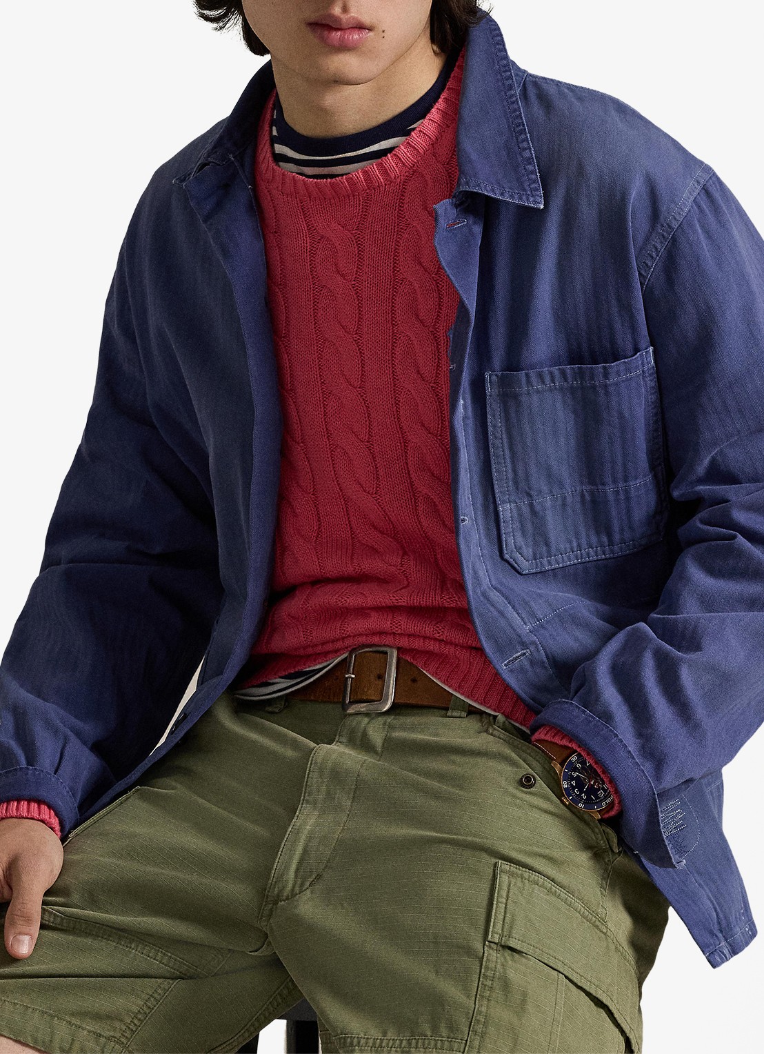 Ralph Lauren Kabelgebreide trui met logoborduring - detail 5 pale red-337z