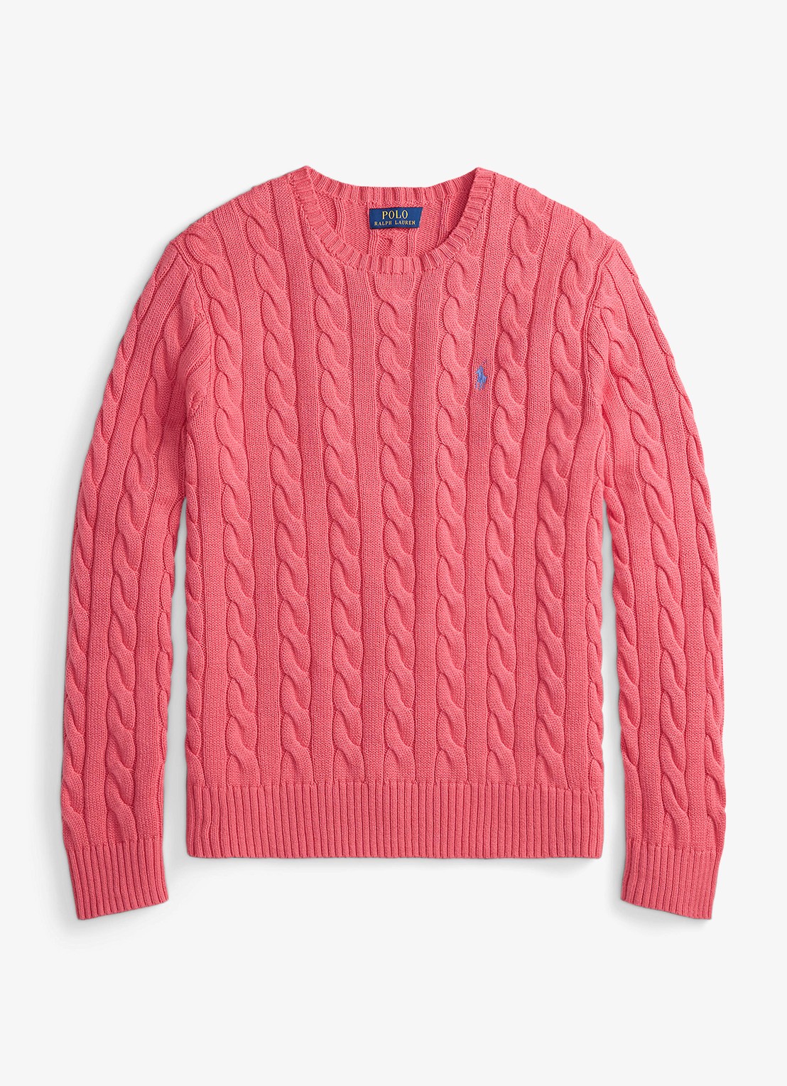 Ralph Lauren Kabelgebreide trui met logoborduring - voorkant 2 pale red-337z