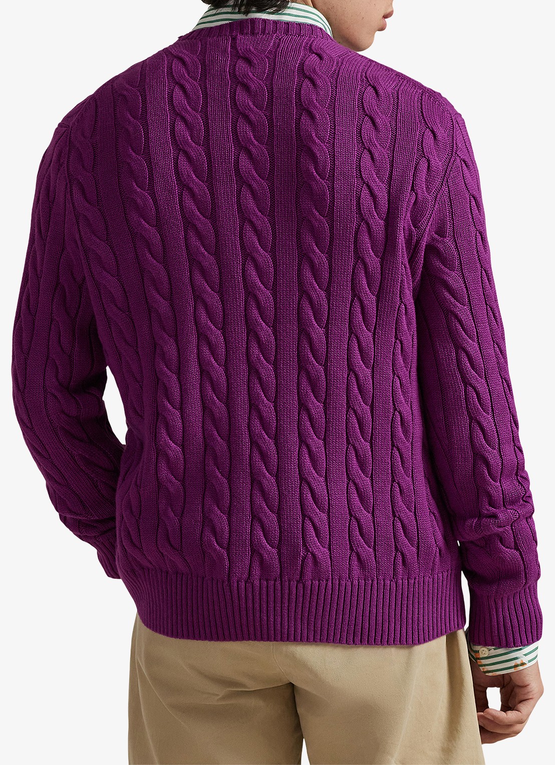 Ralph Lauren Kabelgebreide trui met logoborduring - achterkant purple dawn-37ho