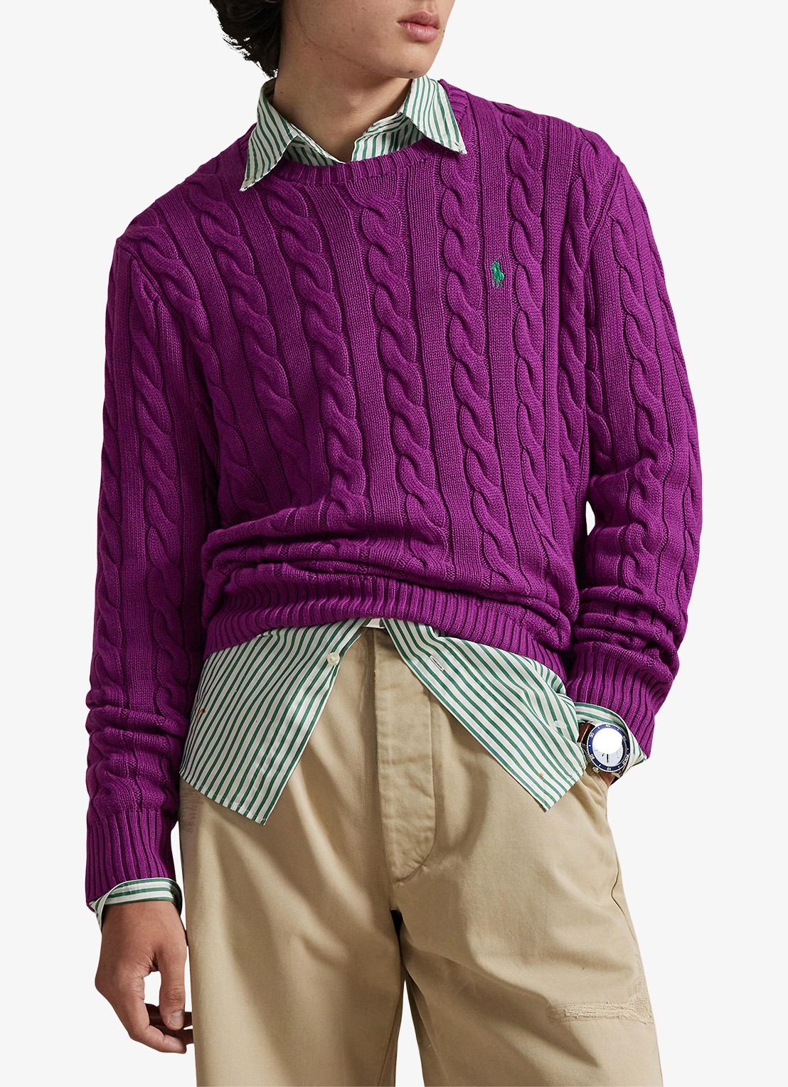 Ralph Lauren Kabelgebreide trui met logoborduring - detail 4 purple dawn-37ho