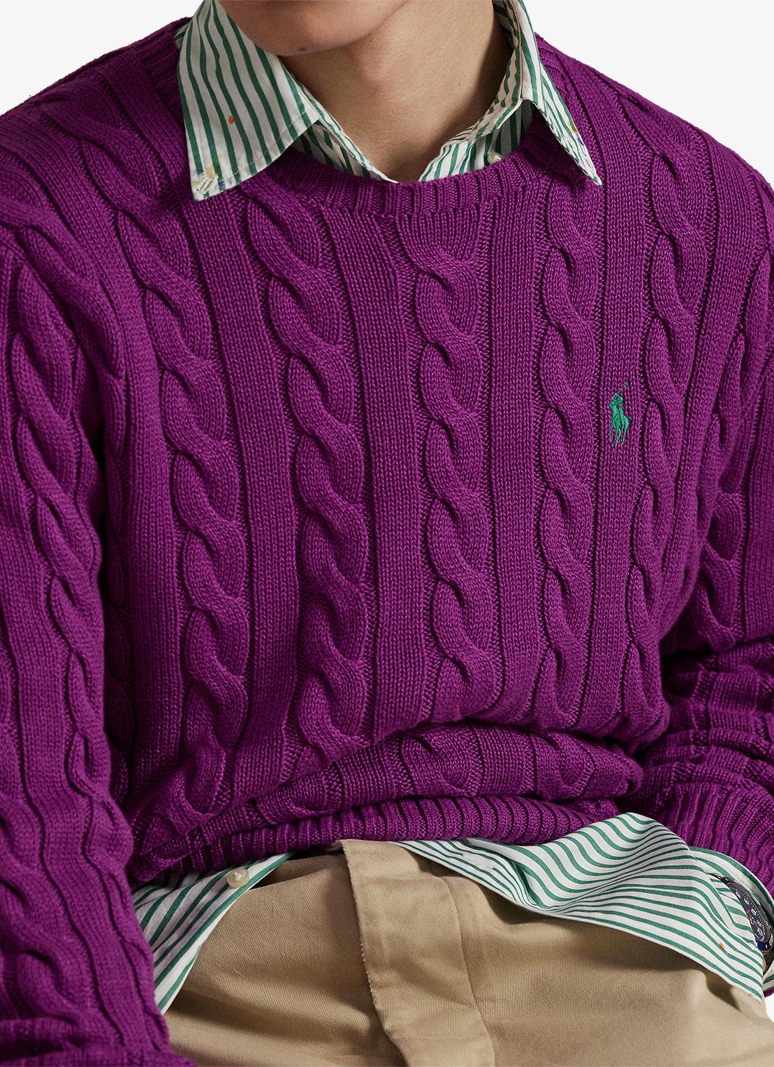Ralph Lauren Kabelgebreide trui met logoborduring - detail 5 purple dawn-37ho