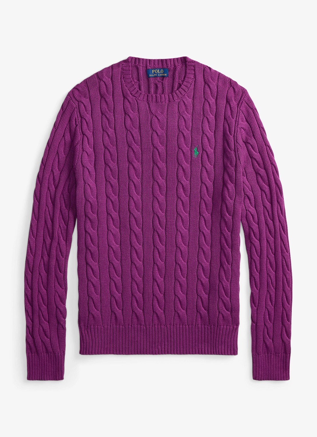 Ralph Lauren Kabelgebreide trui met logoborduring - voorkant 2 purple dawn-37ho