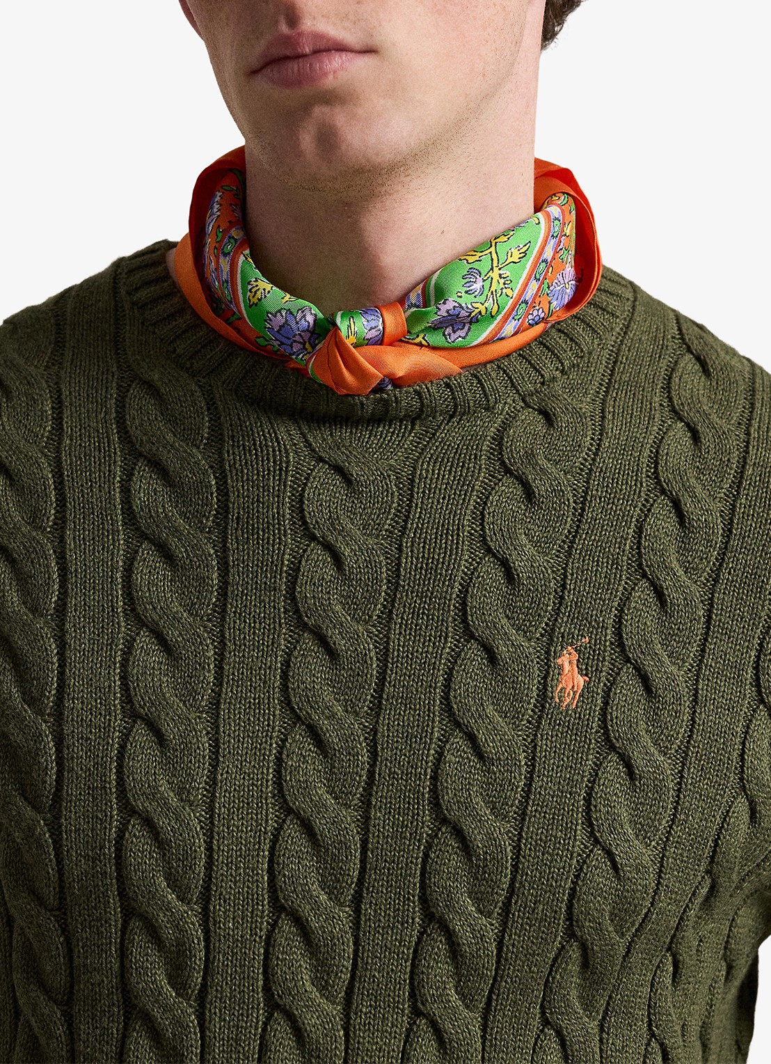 Ralph Lauren Kabelgebreide trui met logoborduring - detail 5 garden trail heather-419f