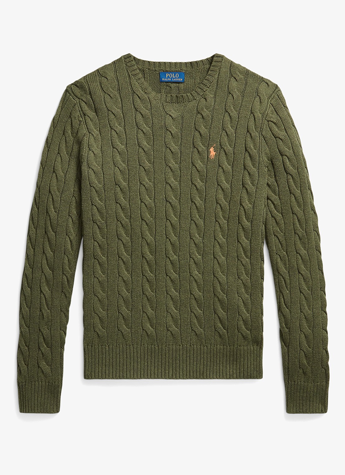 Ralph Lauren Kabelgebreide trui met logoborduring - voorkant 2 garden trail heather-419f