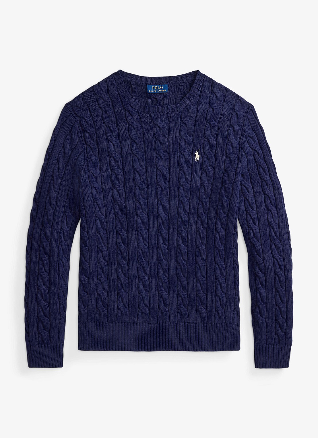 Ralph Lauren Kabelgebreide trui met logoborduring - voorkant bright navy-2x86