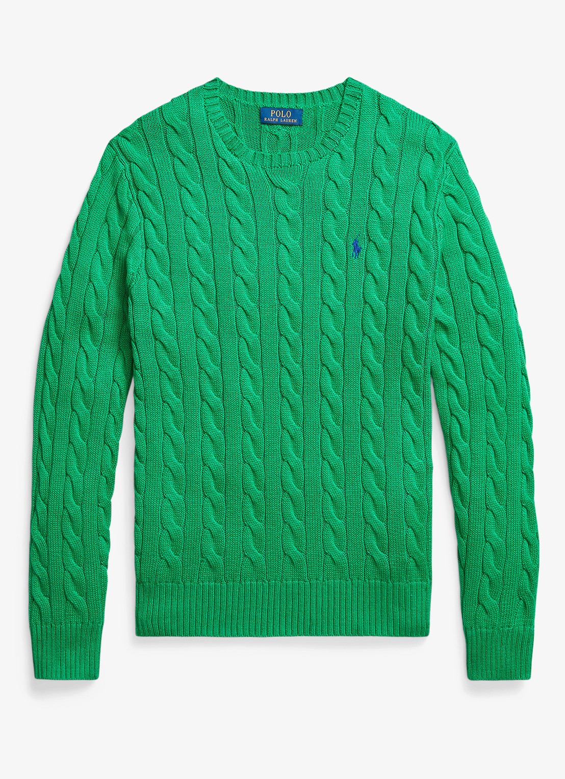 Ralph Lauren Kabelgebreide trui met logoborduring - voorkant billard-48n8