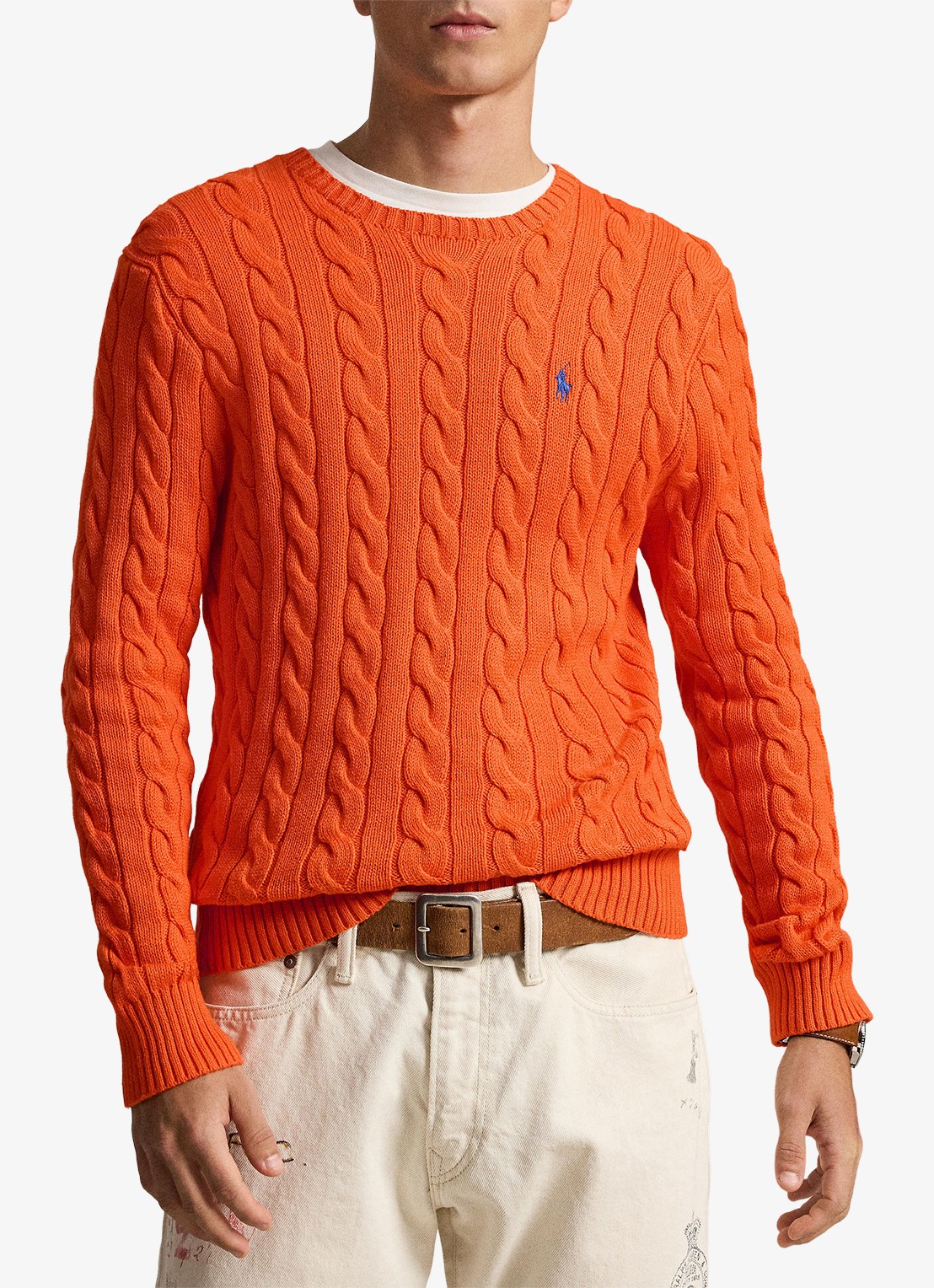 Ralph Lauren Kabelgebreide trui met logoborduring - detail 3 sailing orange-36ph