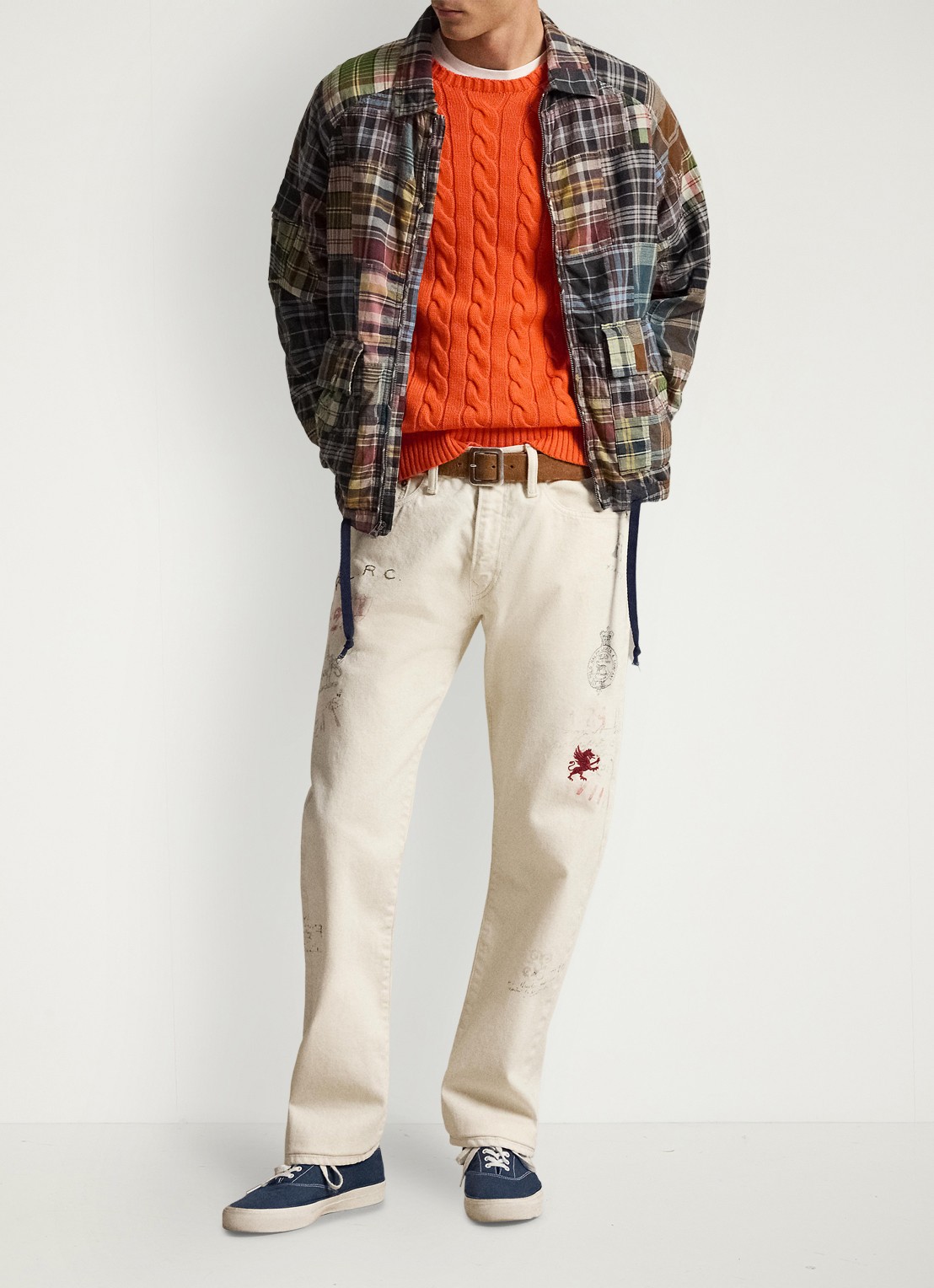 Ralph Lauren Kabelgebreide trui met logoborduring - detail 4 sailing orange-36ph