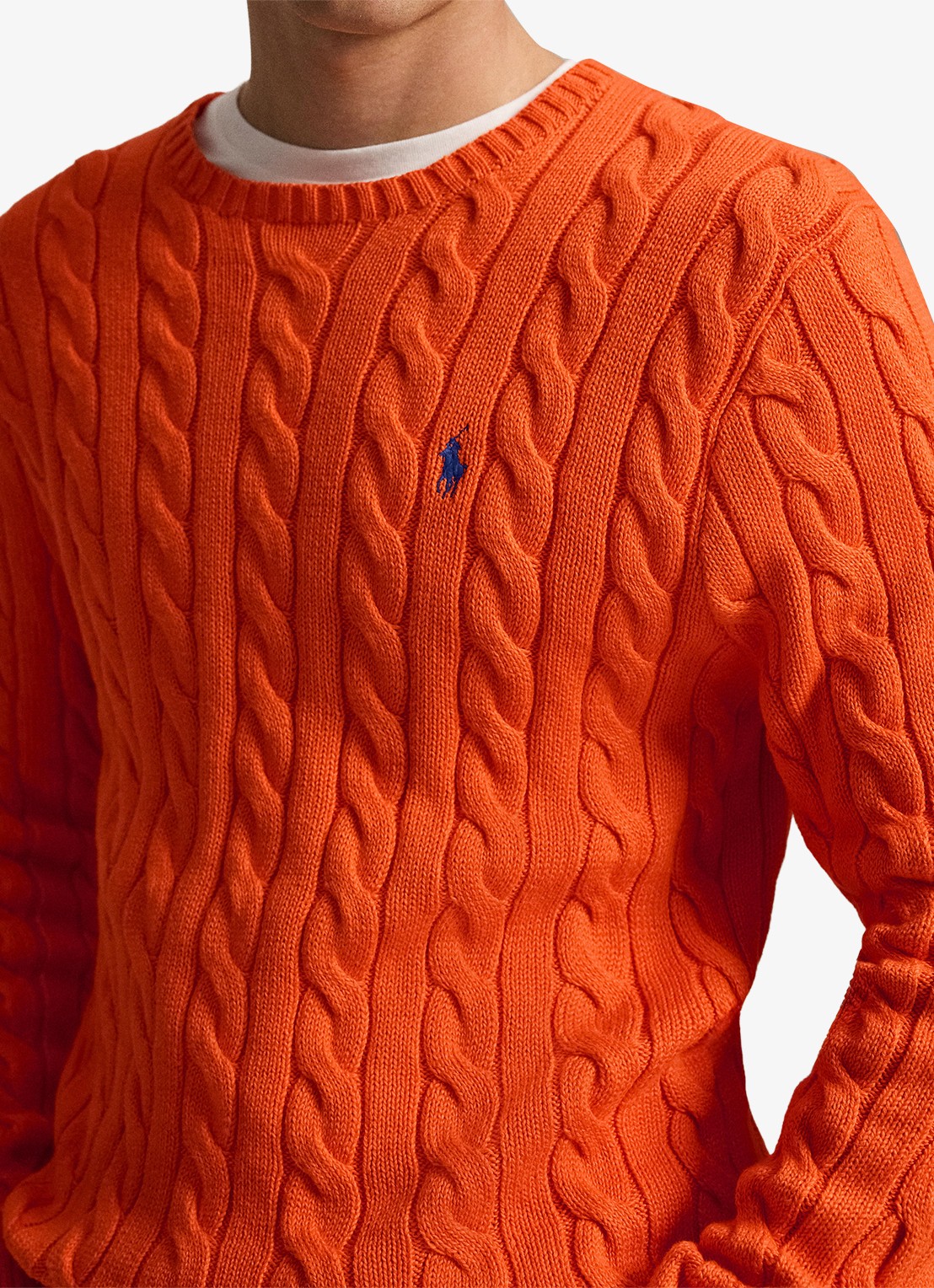 Ralph Lauren Kabelgebreide trui met logoborduring - detail 6 sailing orange-36ph