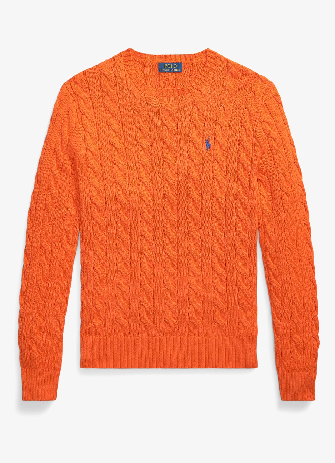 Ralph Lauren Kabelgebreide trui met logoborduring - voorkant sailing orange-36ph