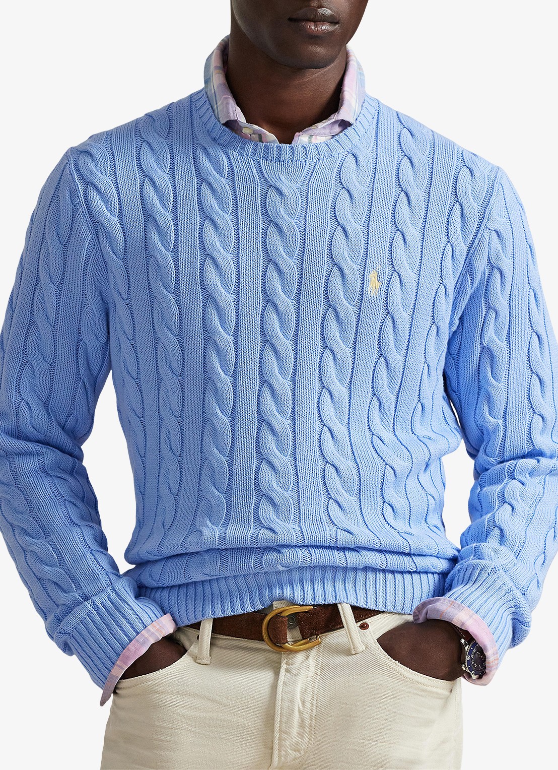 Ralph Lauren Kabelgebreide trui met logoborduring - detail 4 austin blue-2yh1
