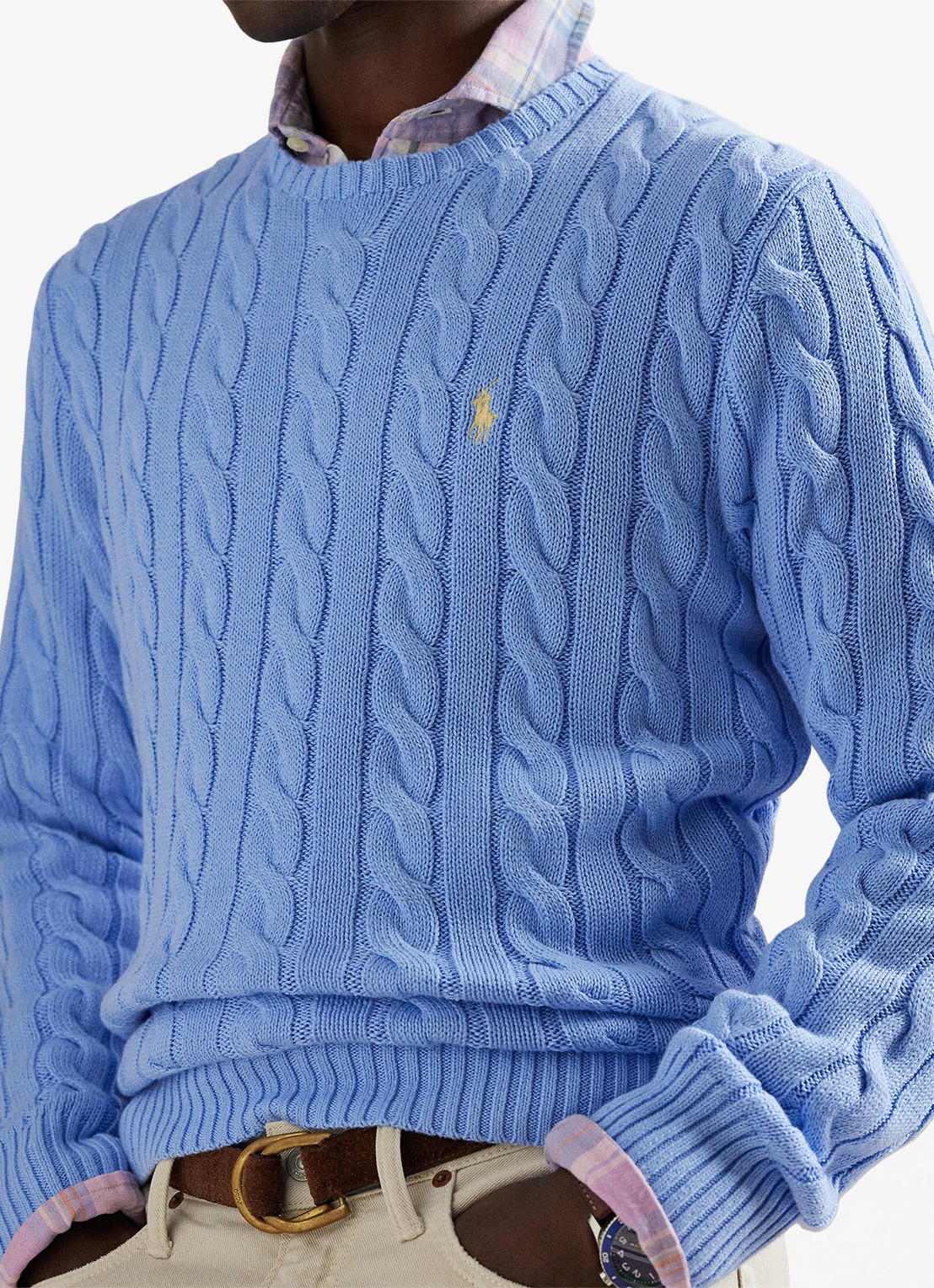 Ralph Lauren Kabelgebreide trui met logoborduring - detail 5 austin blue-2yh1