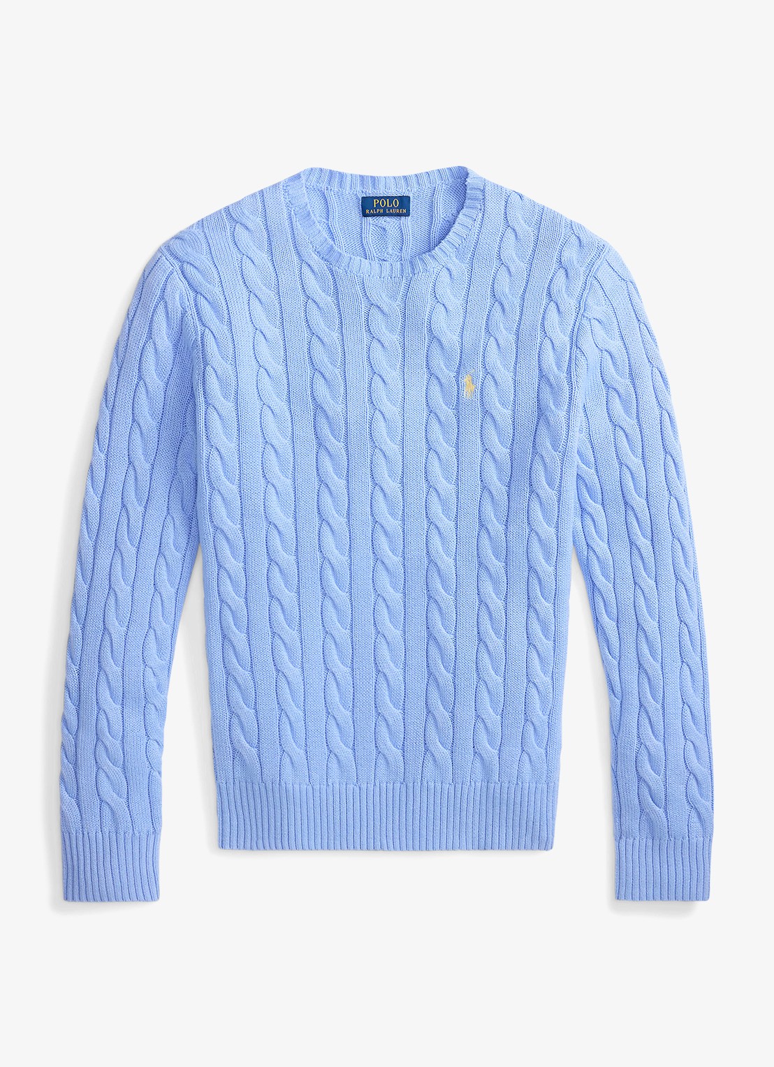 Ralph Lauren Kabelgebreide trui met logoborduring - voorkant 2 austin blue-2yh1