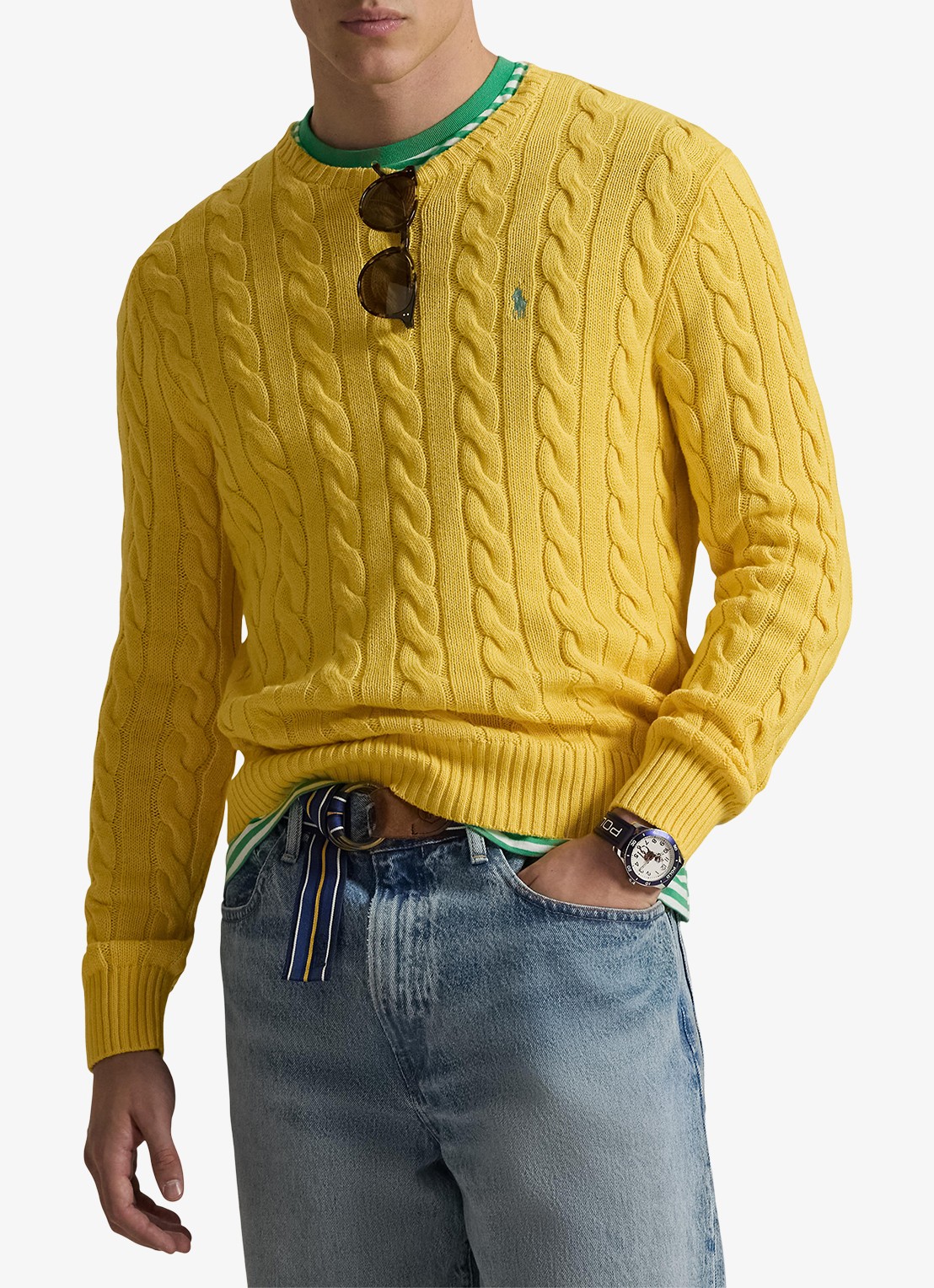 Ralph Lauren Kabelgebreide trui met logoborduring - detail 4 sunfish yellow-33f4
