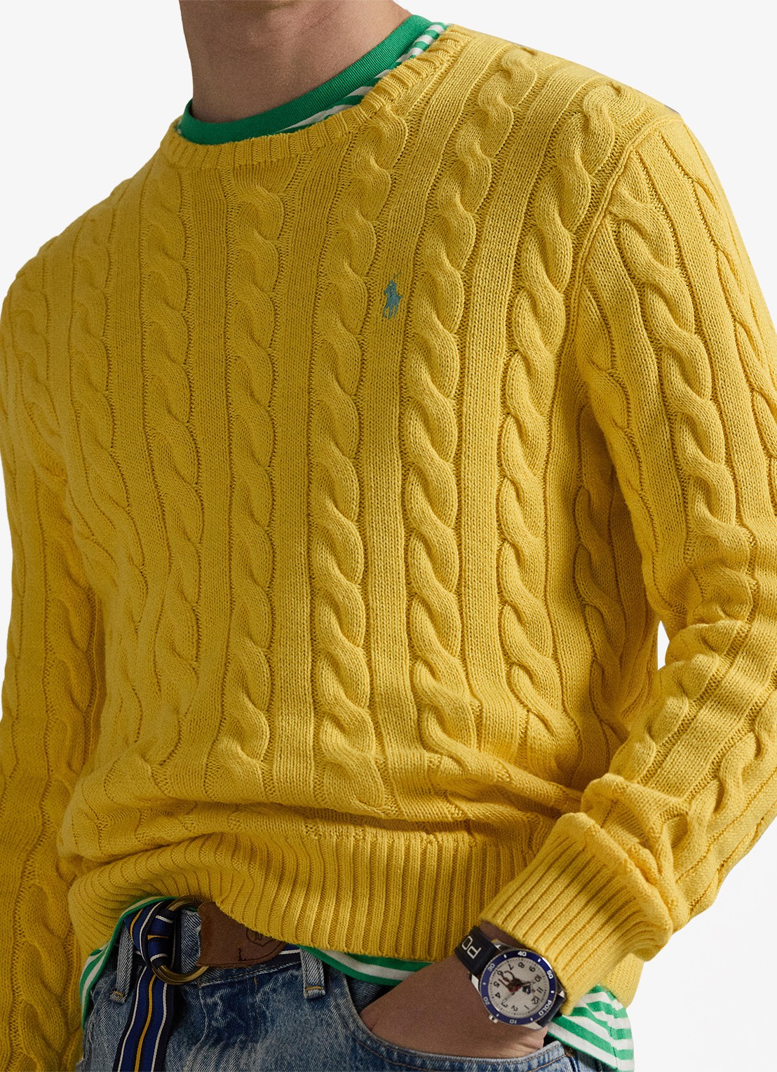 Ralph Lauren Kabelgebreide trui met logoborduring - detail 5 sunfish yellow-33f4