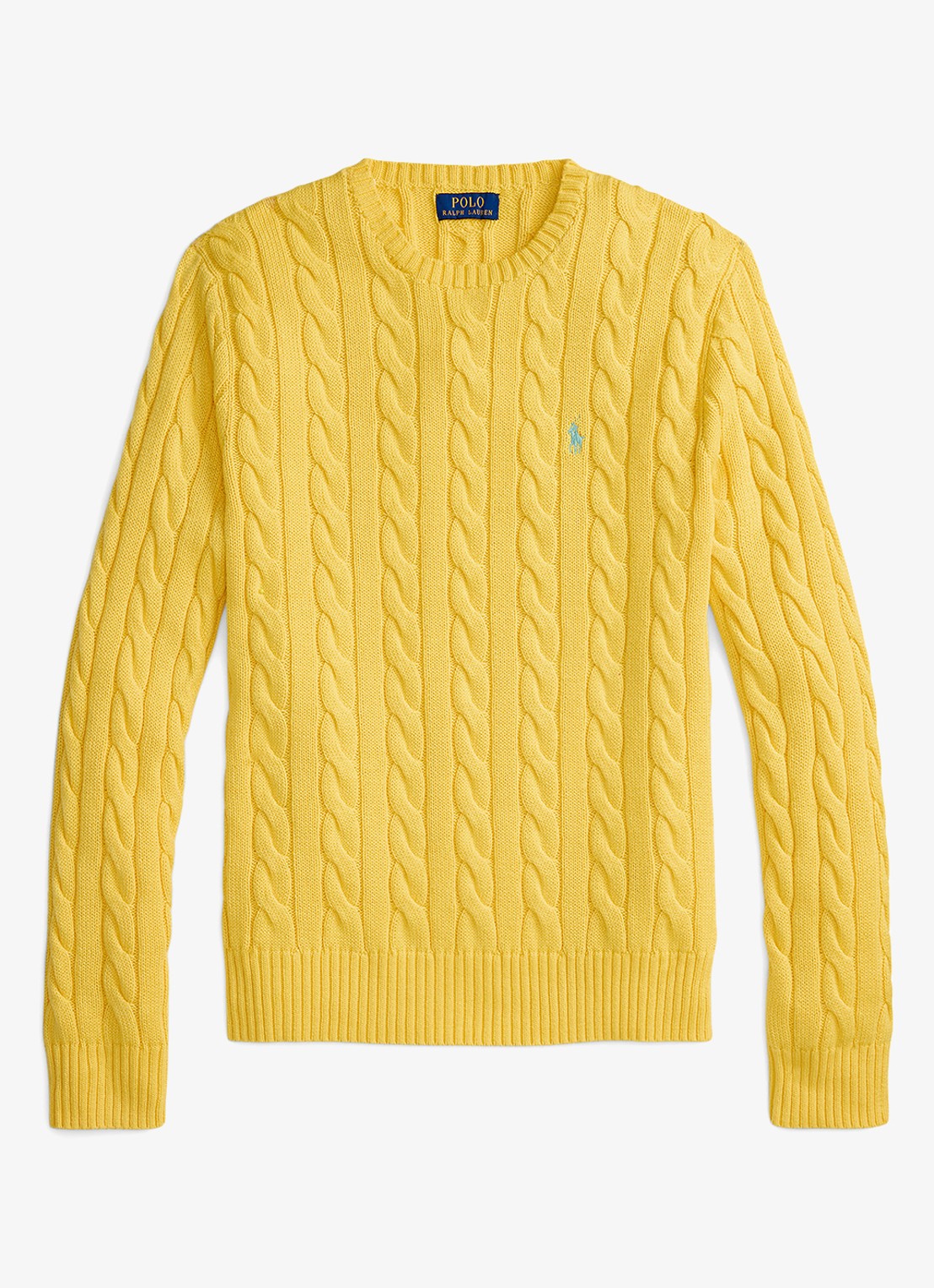 Ralph Lauren Kabelgebreide trui met logoborduring - voorkant sunfish yellow-33f4