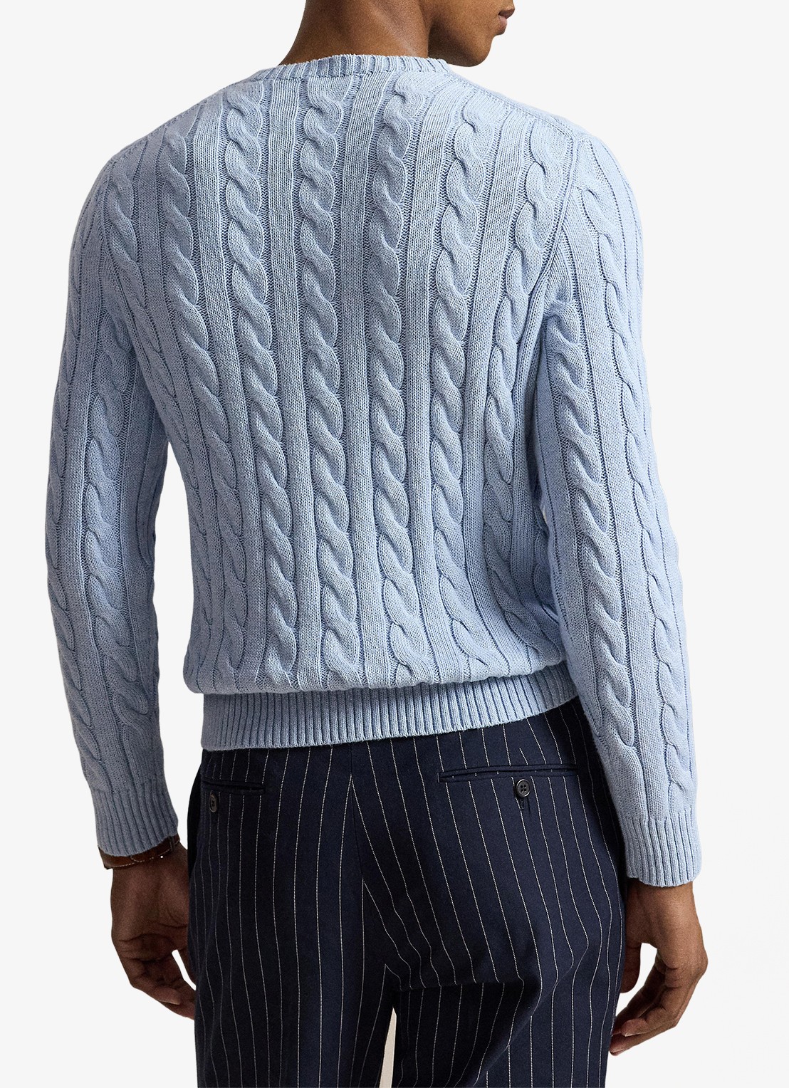 Ralph Lauren Kabelgebreide trui met logoborduring - achterkant 5 blue hyacinth hthr-44ej