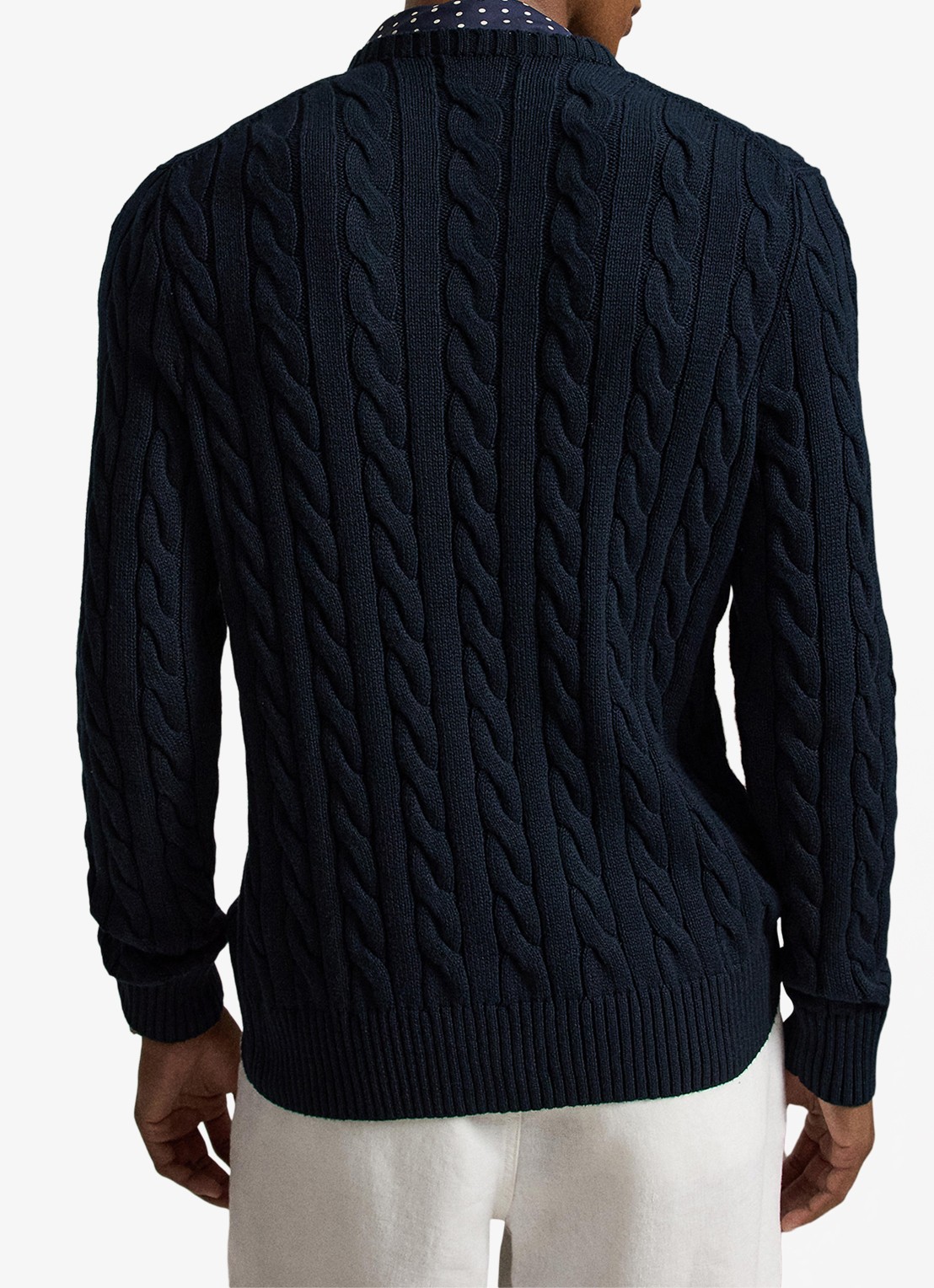 Ralph Lauren Kabelgebreide trui met logoborduring - achterkant 3 hunter navy c8135-zx6s
