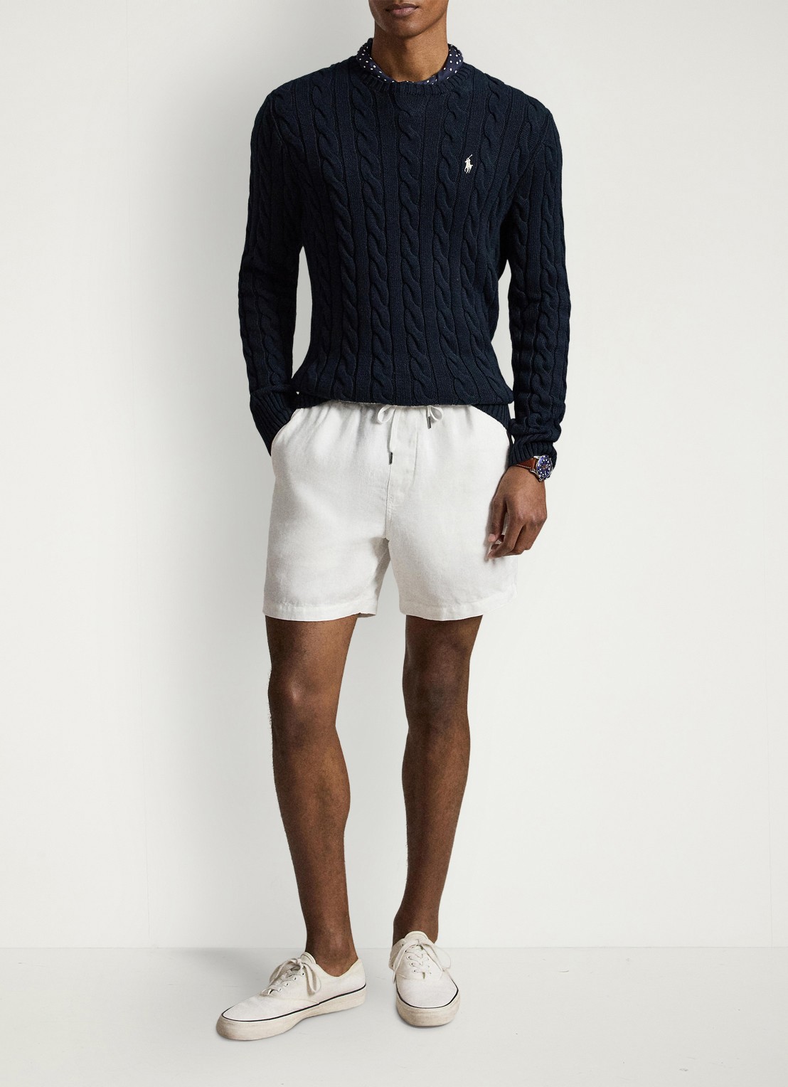 Ralph Lauren Kabelgebreide trui met logoborduring - detail hunter navy c8135-zx6s