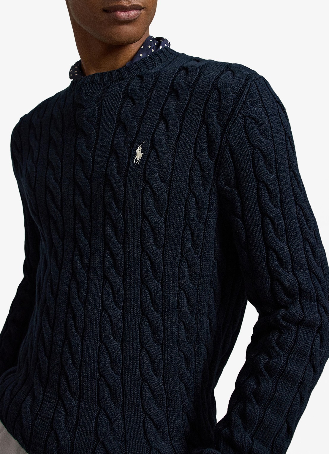 Ralph Lauren Kabelgebreide trui met logoborduring - detail 2 hunter navy c8135-zx6s