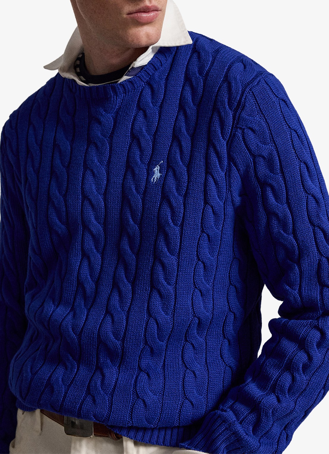 Ralph Lauren Kabelgebreide trui met logoborduring - detail 5 new iris blue-37x7