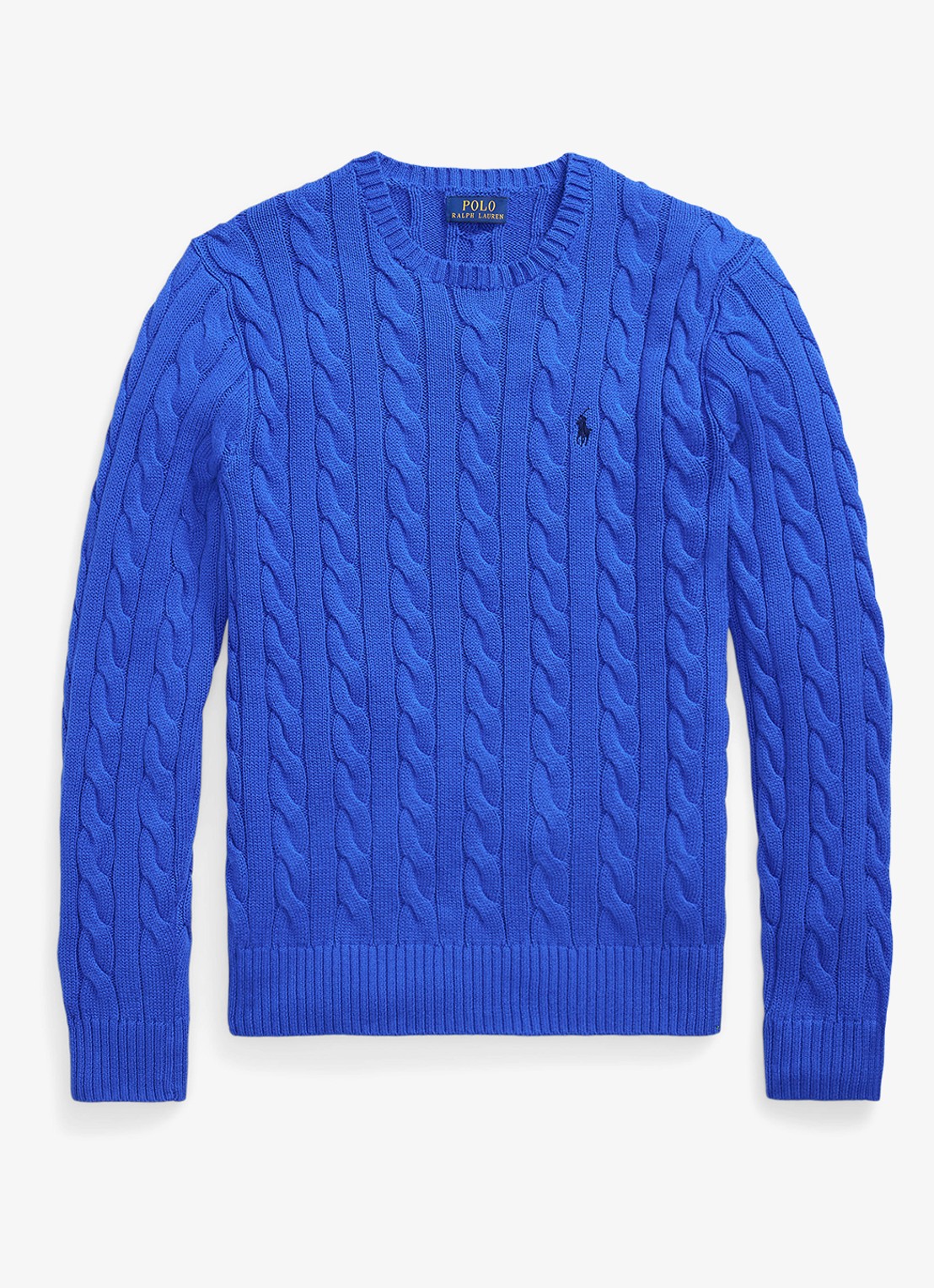 Ralph Lauren Kabelgebreide trui met logoborduring - voorkant 2 new iris blue-37x7
