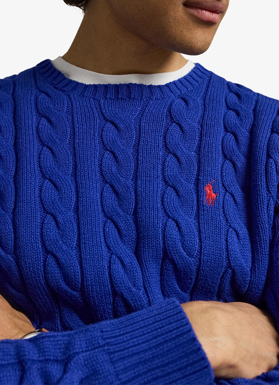 Ralph Lauren Kabelgebreide trui met logoborduring - detail 5 active royal / royaalblauw