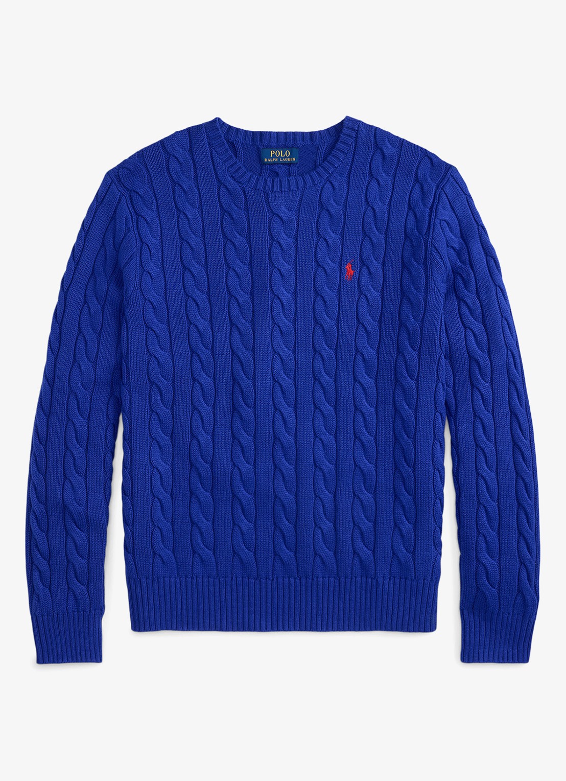 Ralph Lauren Kabelgebreide trui met logoborduring - voorkant 2 active royal / royaalblauw