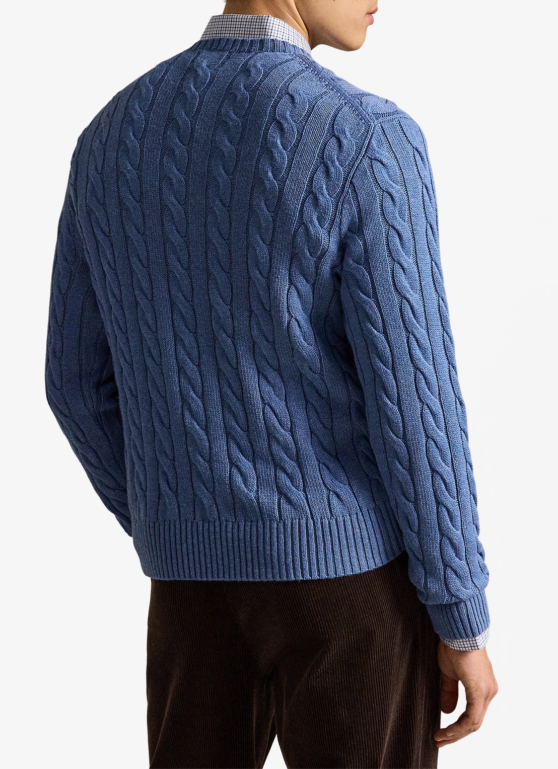 Ralph Lauren Kabelgebreide trui met logoborduring - achterkant 3 blue borage heather-zxs4