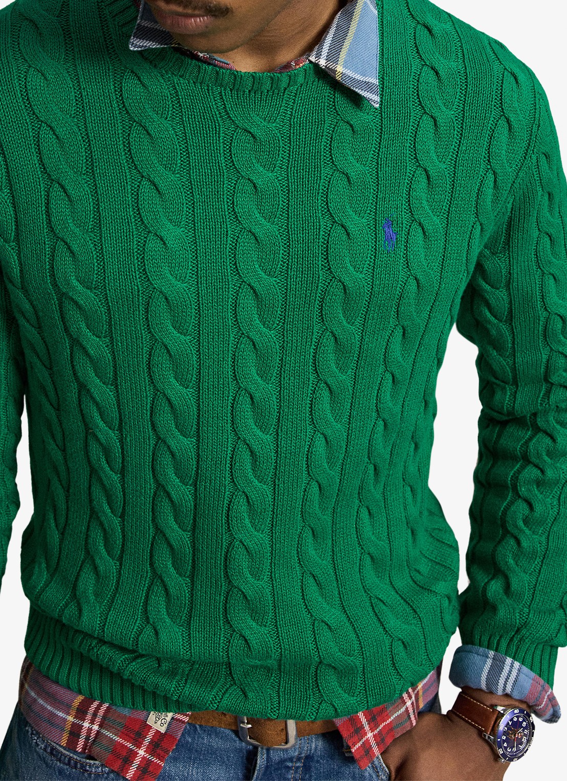 Ralph Lauren Kabelgebreide trui met logoborduring - detail 5 erin green-48lh