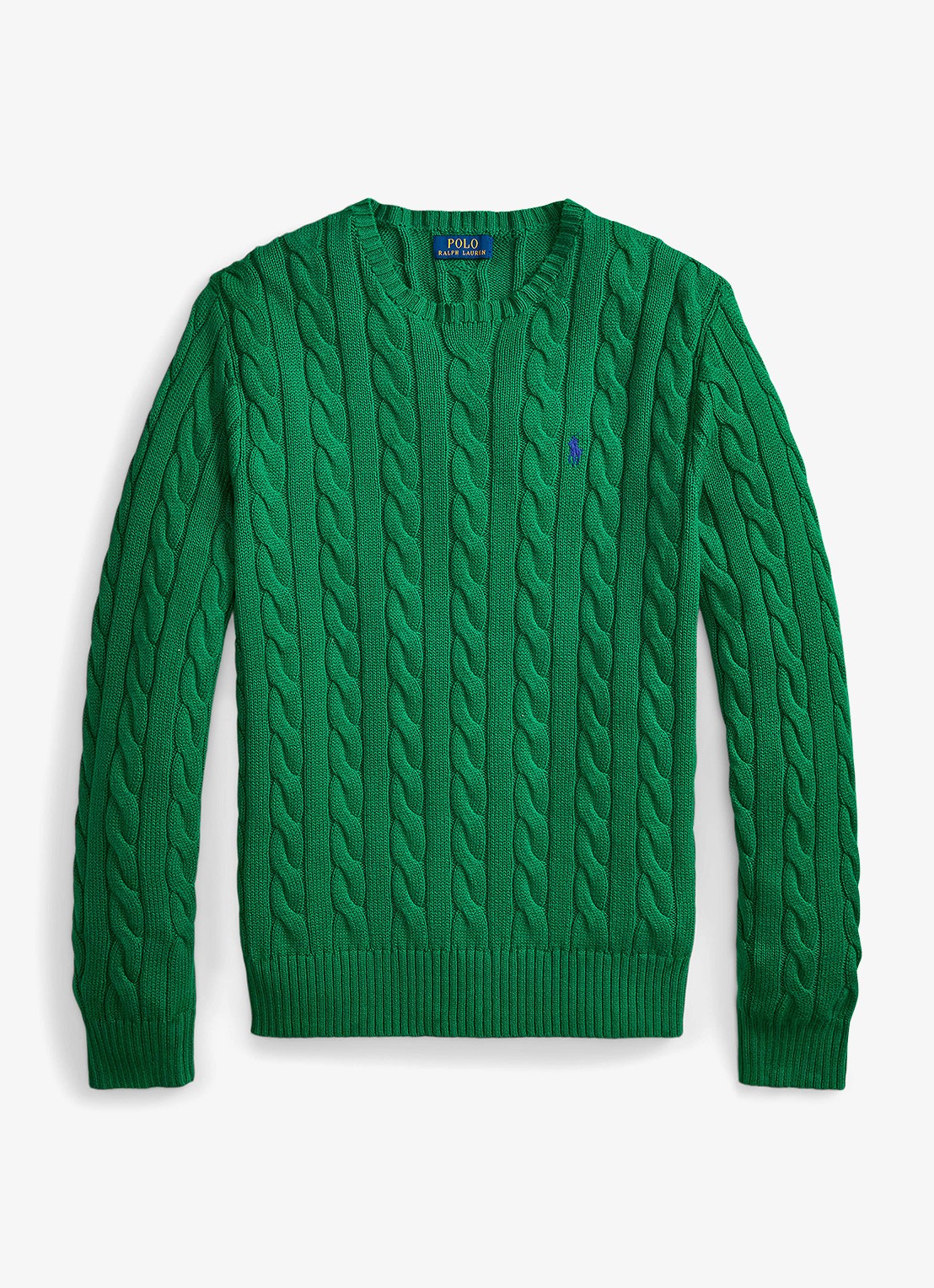 Ralph Lauren Kabelgebreide trui met logoborduring - voorkant erin green-48lh