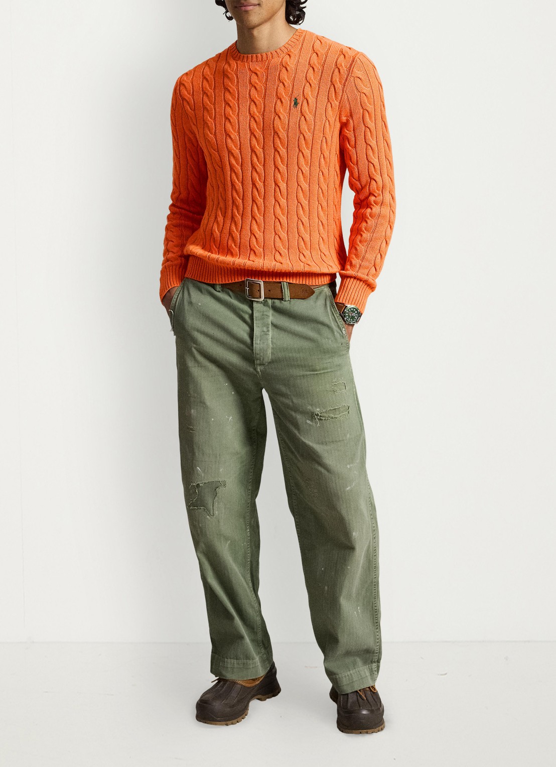 Ralph Lauren Kabelgebreide trui met logoborduring - detail 3 orange jasper heather-zxs8