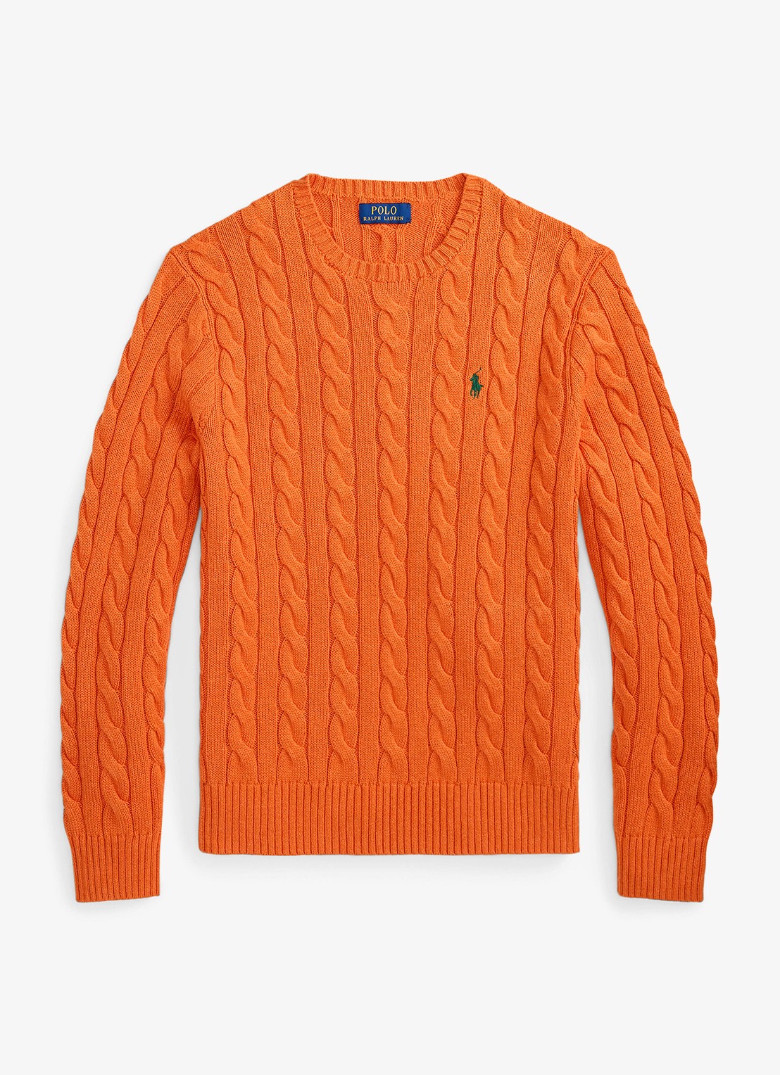 Ralph Lauren Kabelgebreide trui met logoborduring - voorkant orange jasper heather-zxs8
