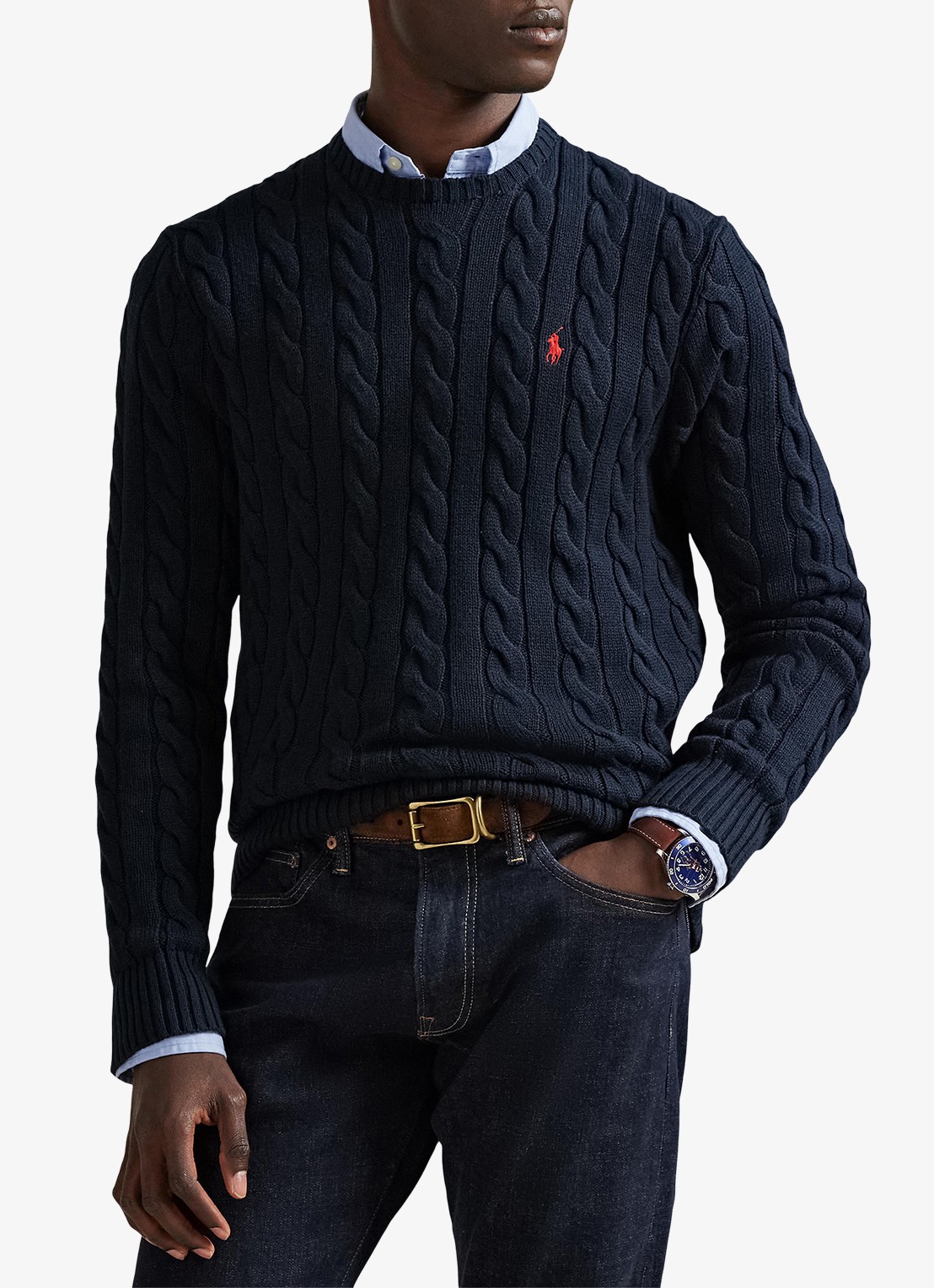 Ralph Lauren Kabelgebreide trui met logoborduring - detail 6 hunter navy / blauw