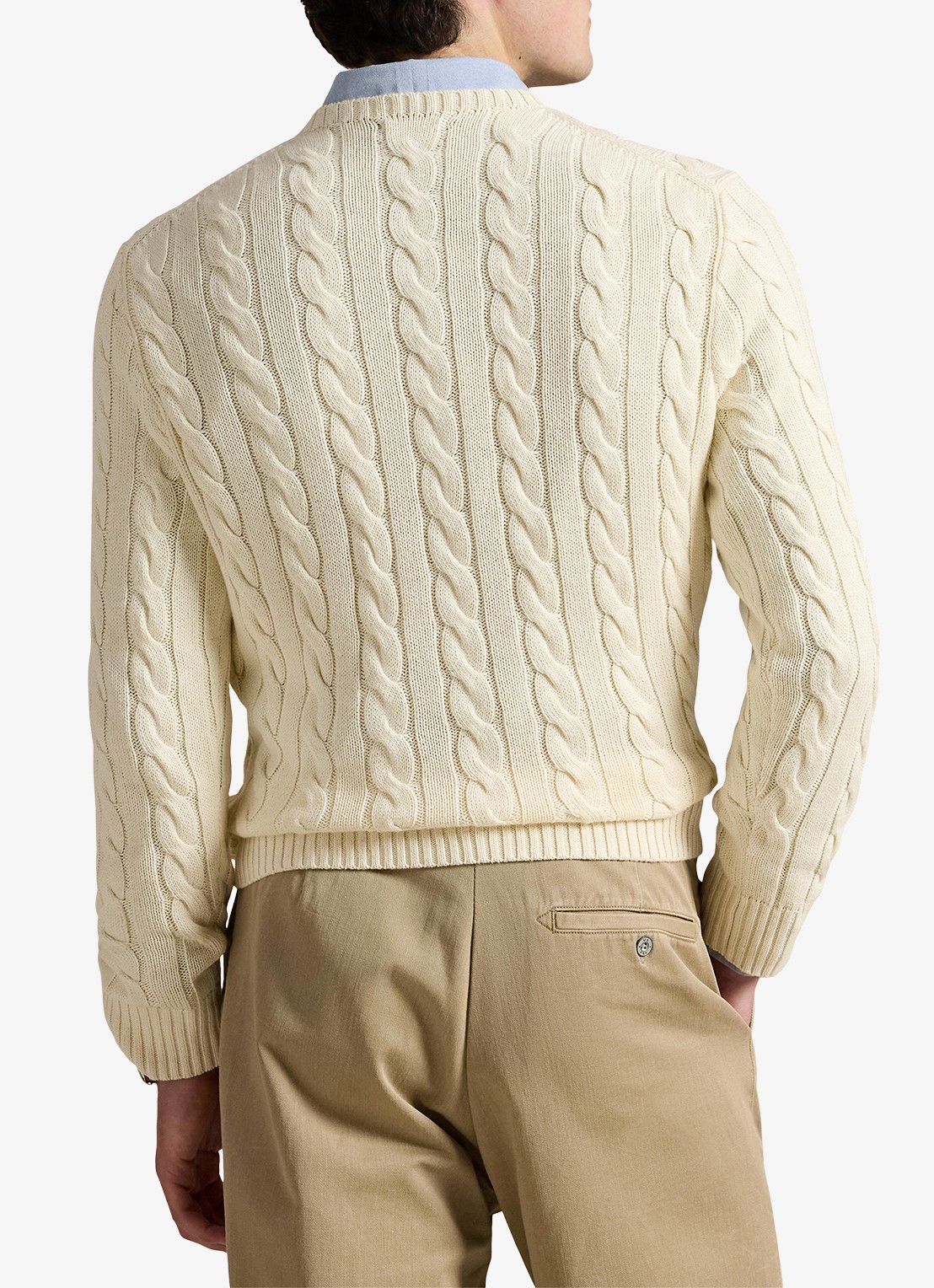 Ralph Lauren Kabelgebreide trui met logoborduring - achterkant 8 andover cream / creme