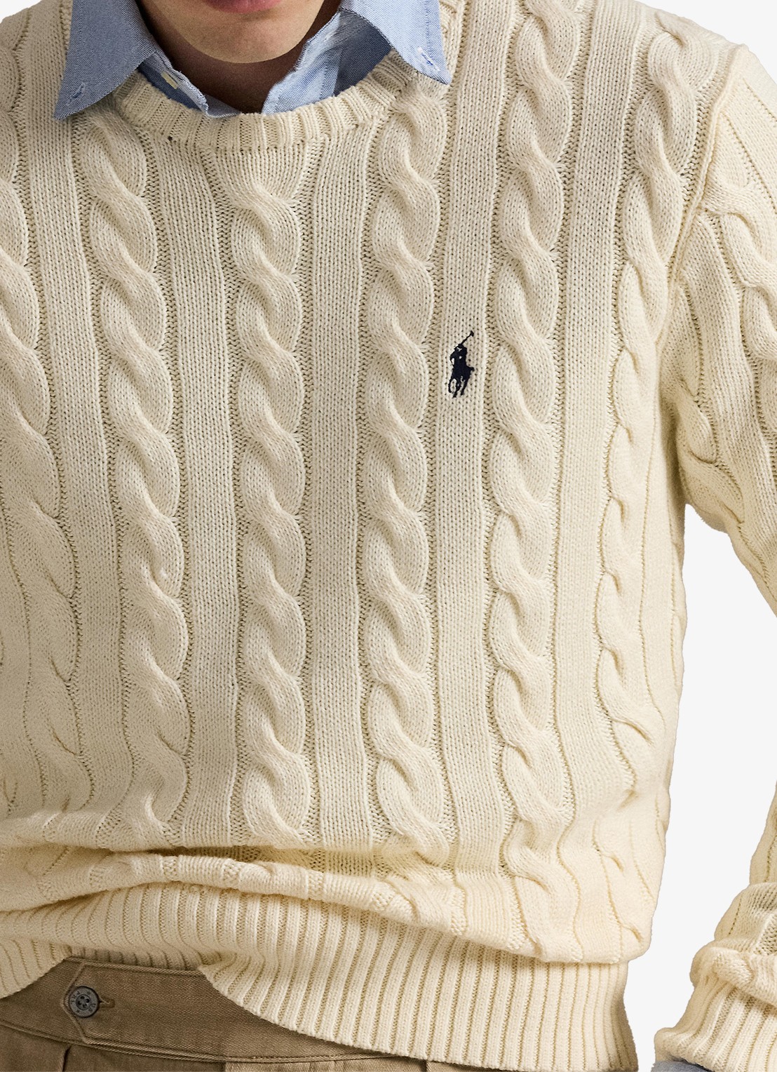 Ralph Lauren Kabelgebreide trui met logoborduring - detail 5 andover cream / creme