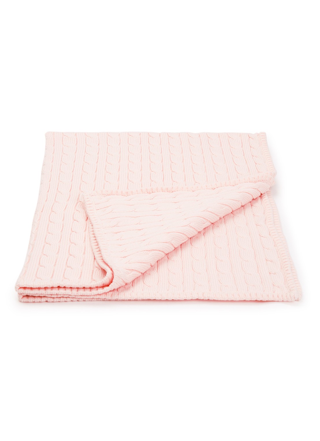 Ralph Lauren Kabelgebreide wiegdeken 102 x 74 cm - voorkant 2 lichtroze
