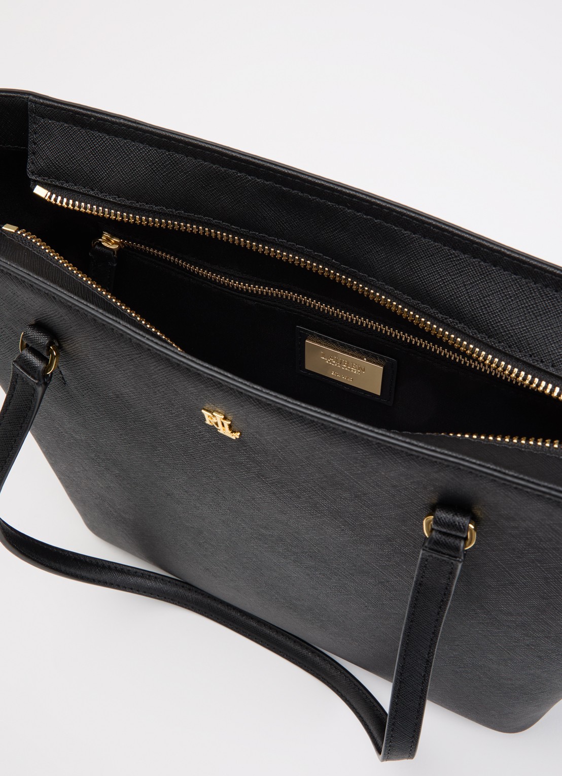 Ralph Lauren Karly Medium schoudertas van leer met logo - detail 2 zwart