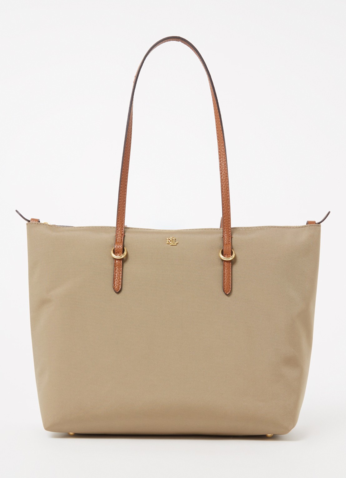 Ralph Lauren Keaton schoudertas met logo - voorkant beige