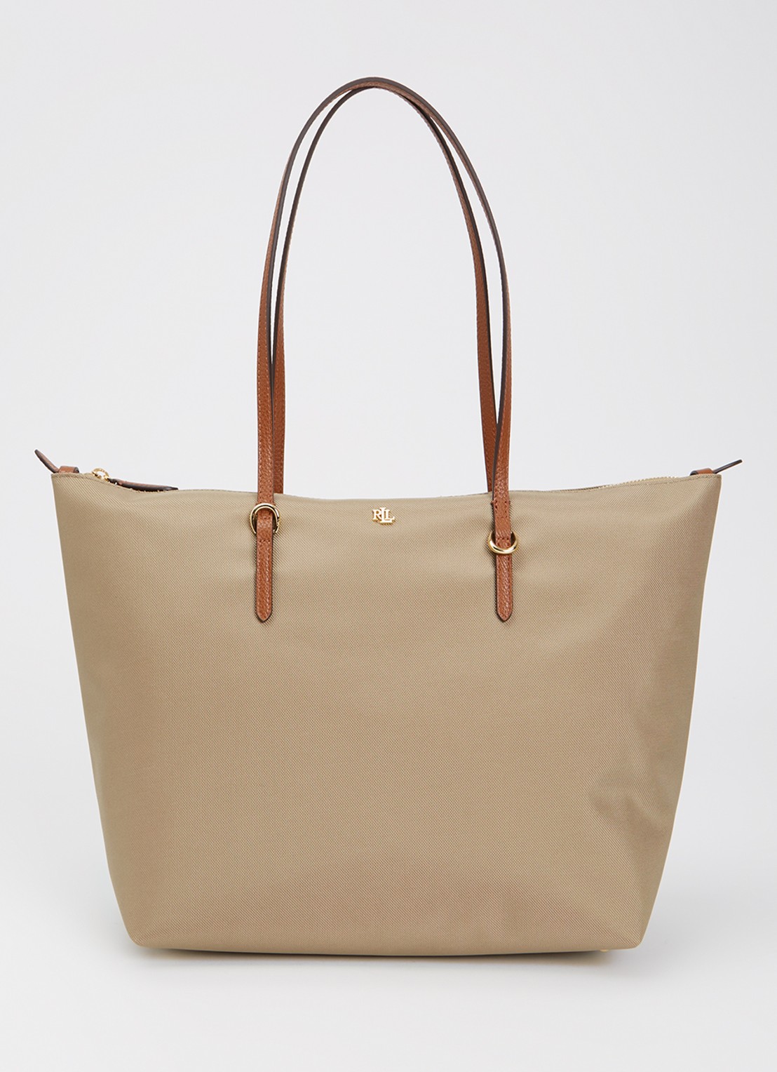 Ralph Lauren Keaton shopper met logo - voorkant 2 zand