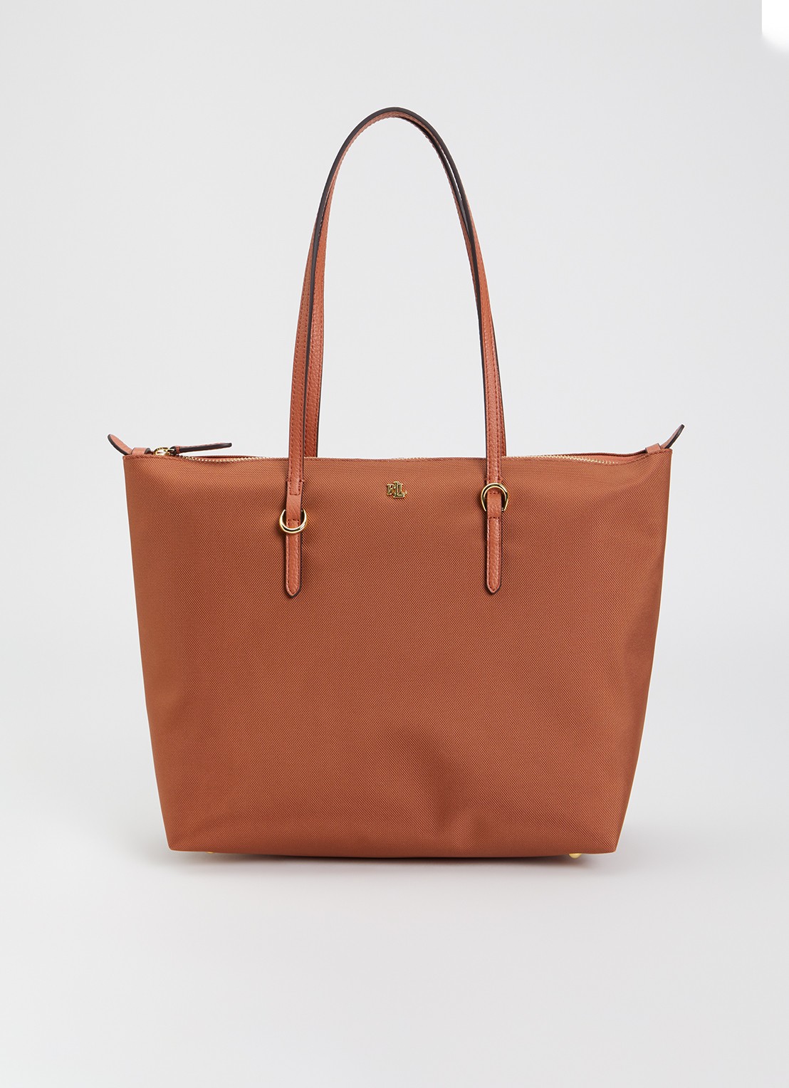 Ralph Lauren Keaton shopper met logo - voorkant donkeroranje