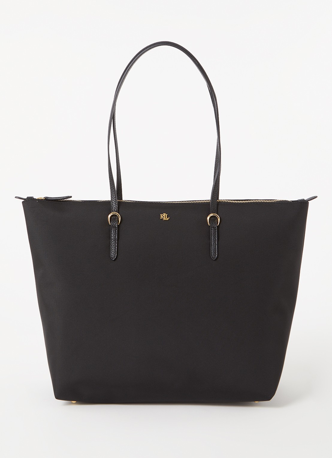 Ralph Lauren Keaton shopper van canvas met logo - voorkant zwart