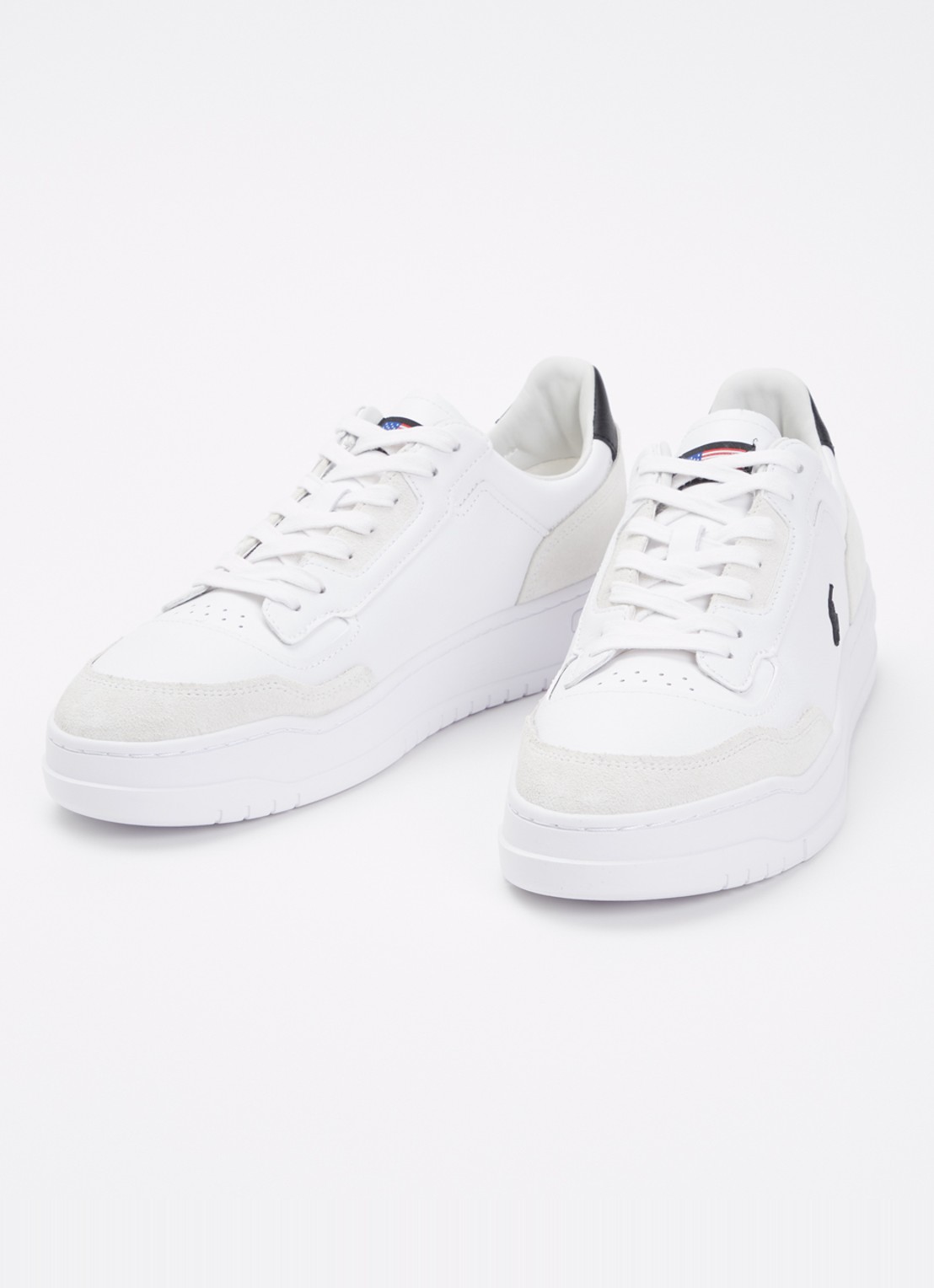 Ralph Lauren Kenmare sneaker van leer met details van suède - detail wit