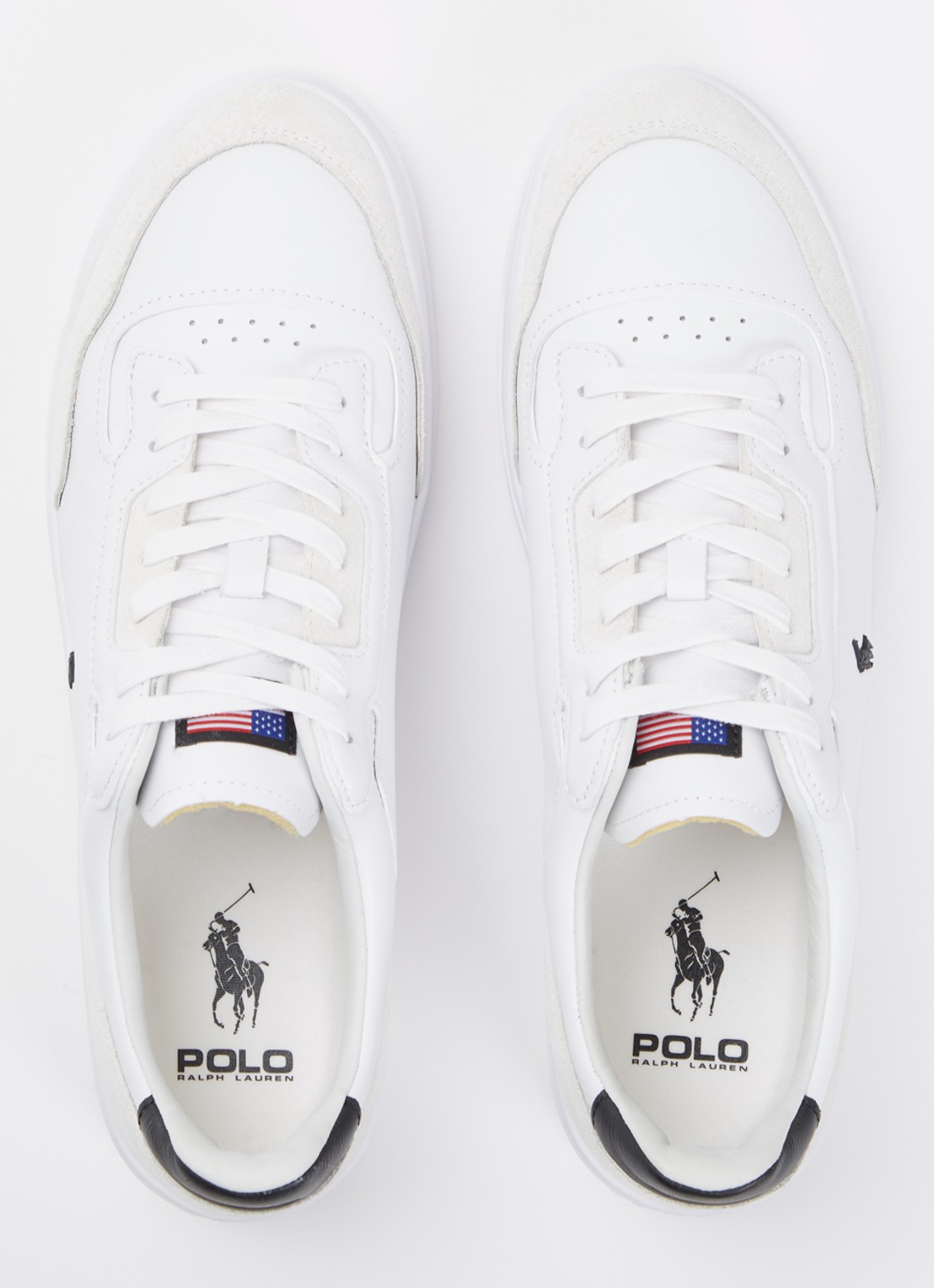 Ralph Lauren Kenmare sneaker van leer met details van suède - detail 2 wit