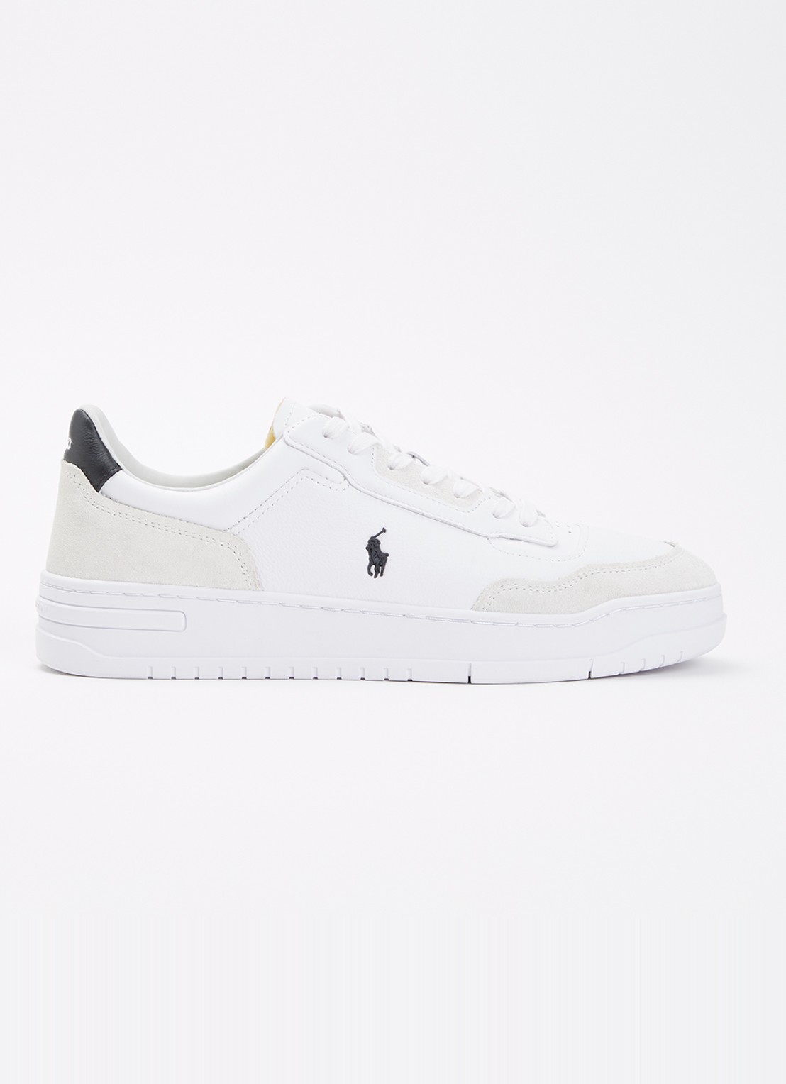 Ralph Lauren Kenmare sneaker van leer met details van suède - voorkant 4 wit