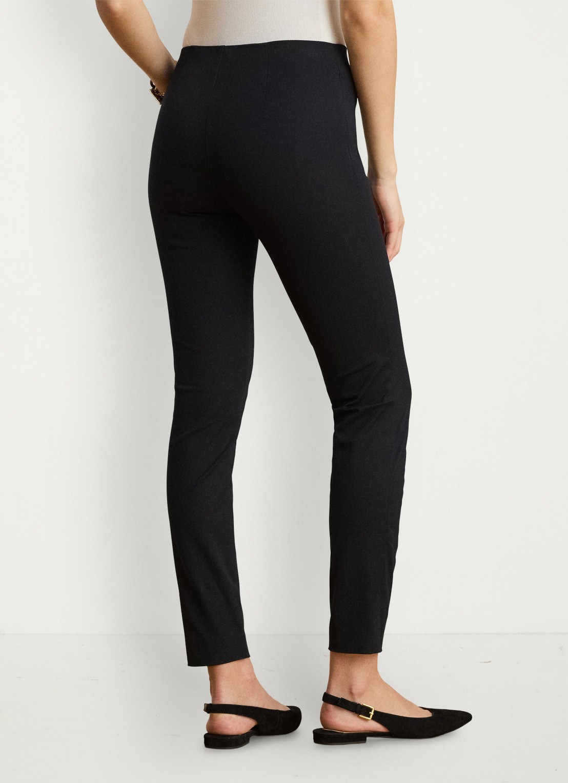 Ralph Lauren Keslina slim fit broek van stretch katoen - achterkant black wash / zwart